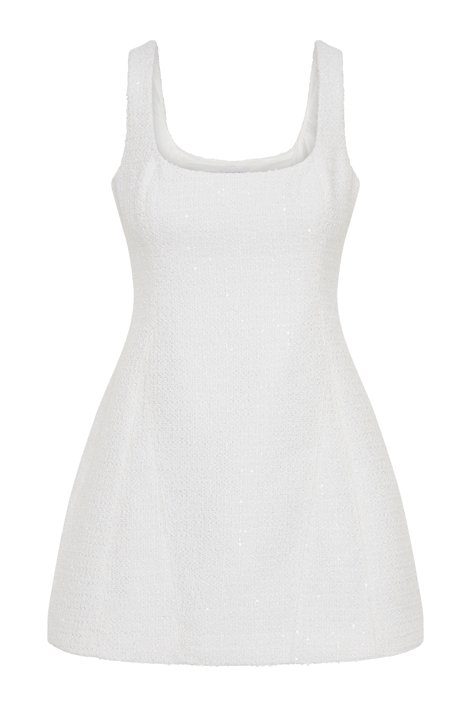 Levauro Beth Tweed Mini Elbise - Beyaz