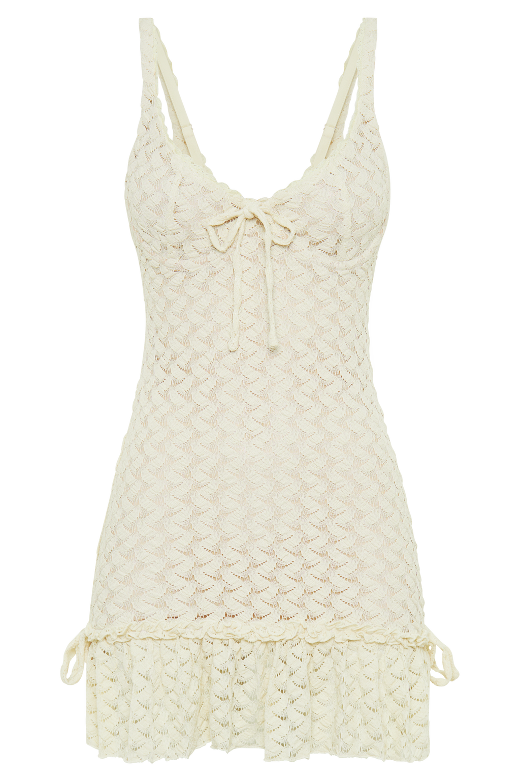 Levauro  Marietta Cupped Dantel Mini Elbise - Fildişi