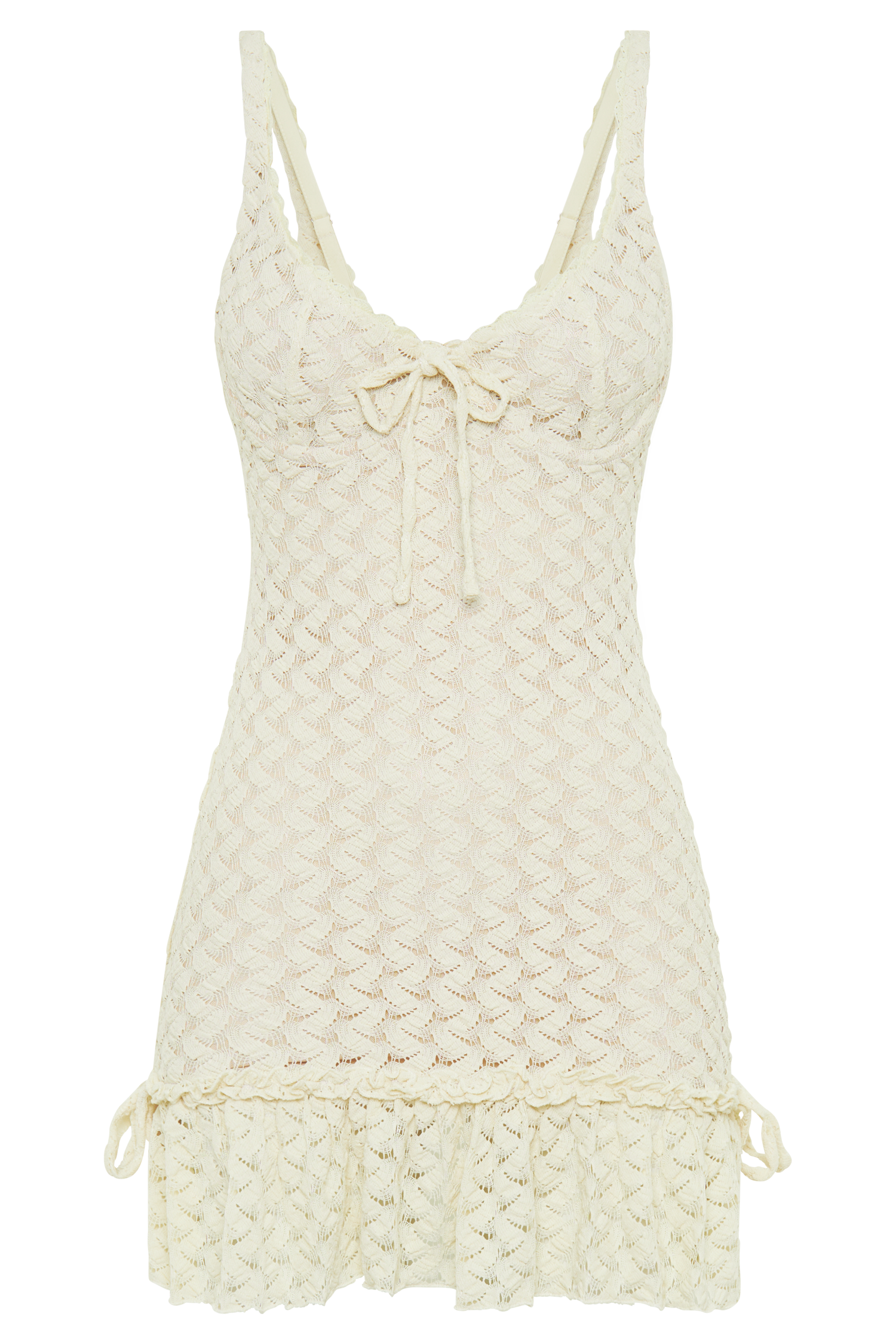 Levauro  Marietta Cupped Dantel Mini Elbise - Fildişi