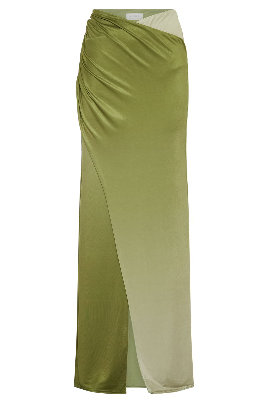 Levauro  Bronwyn Slinky Dantelli Yırtmaçlı Maxi Etek - Ombre Vintage Olive
