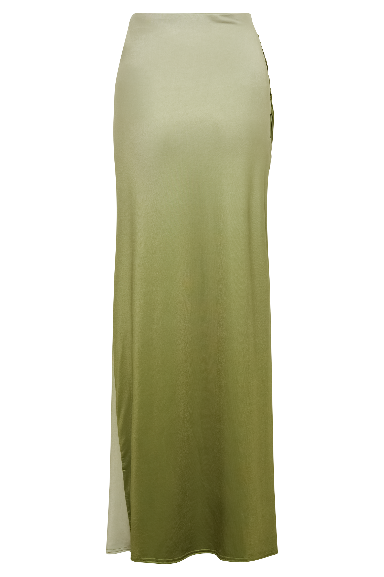 Levauro  Bronwyn Slinky Dantelli Yırtmaçlı Maxi Etek - Ombre Vintage Olive