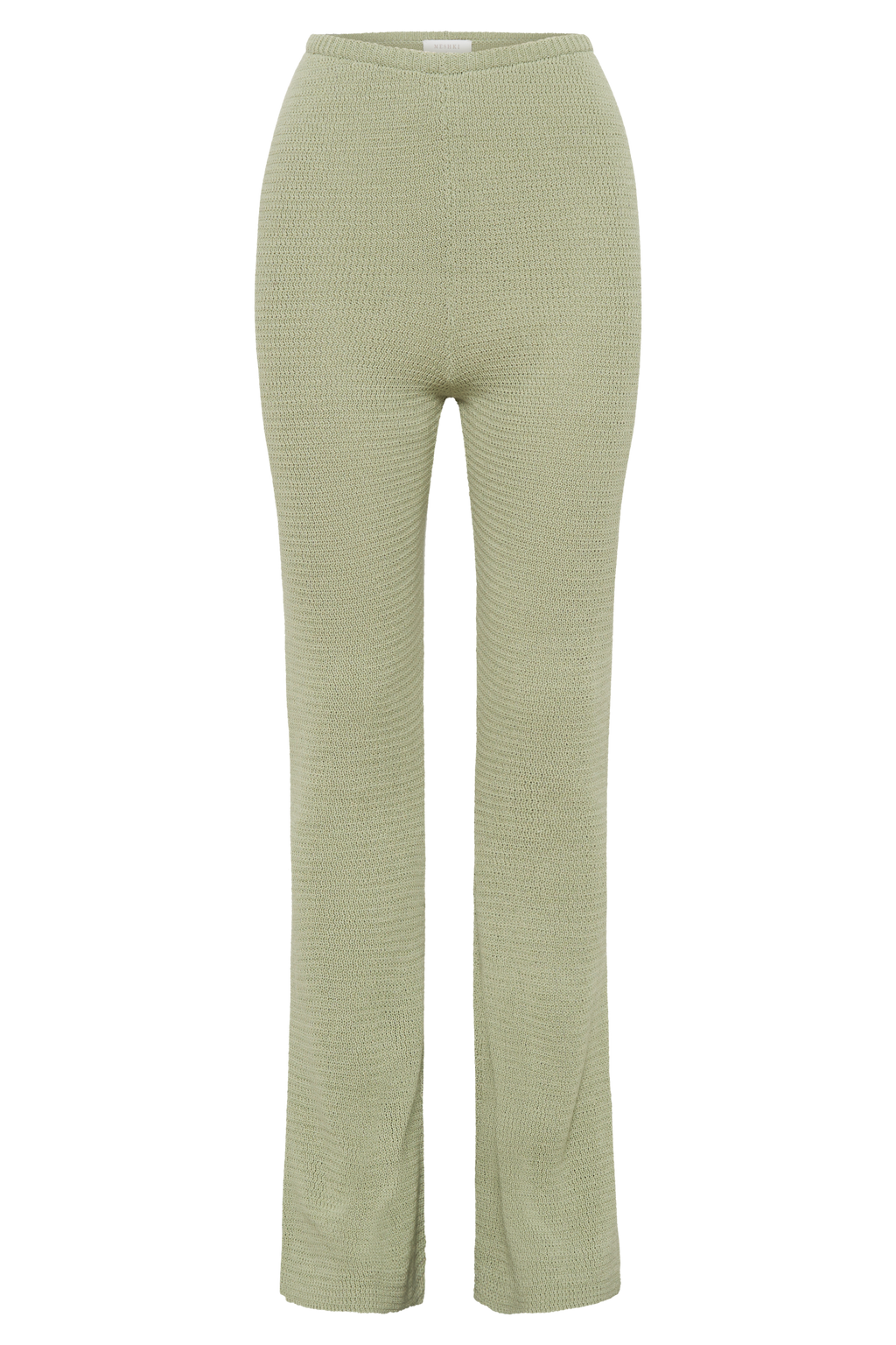 Levauro Ridley Düz Paça Örgü Pantolon - Pastel Yeşil