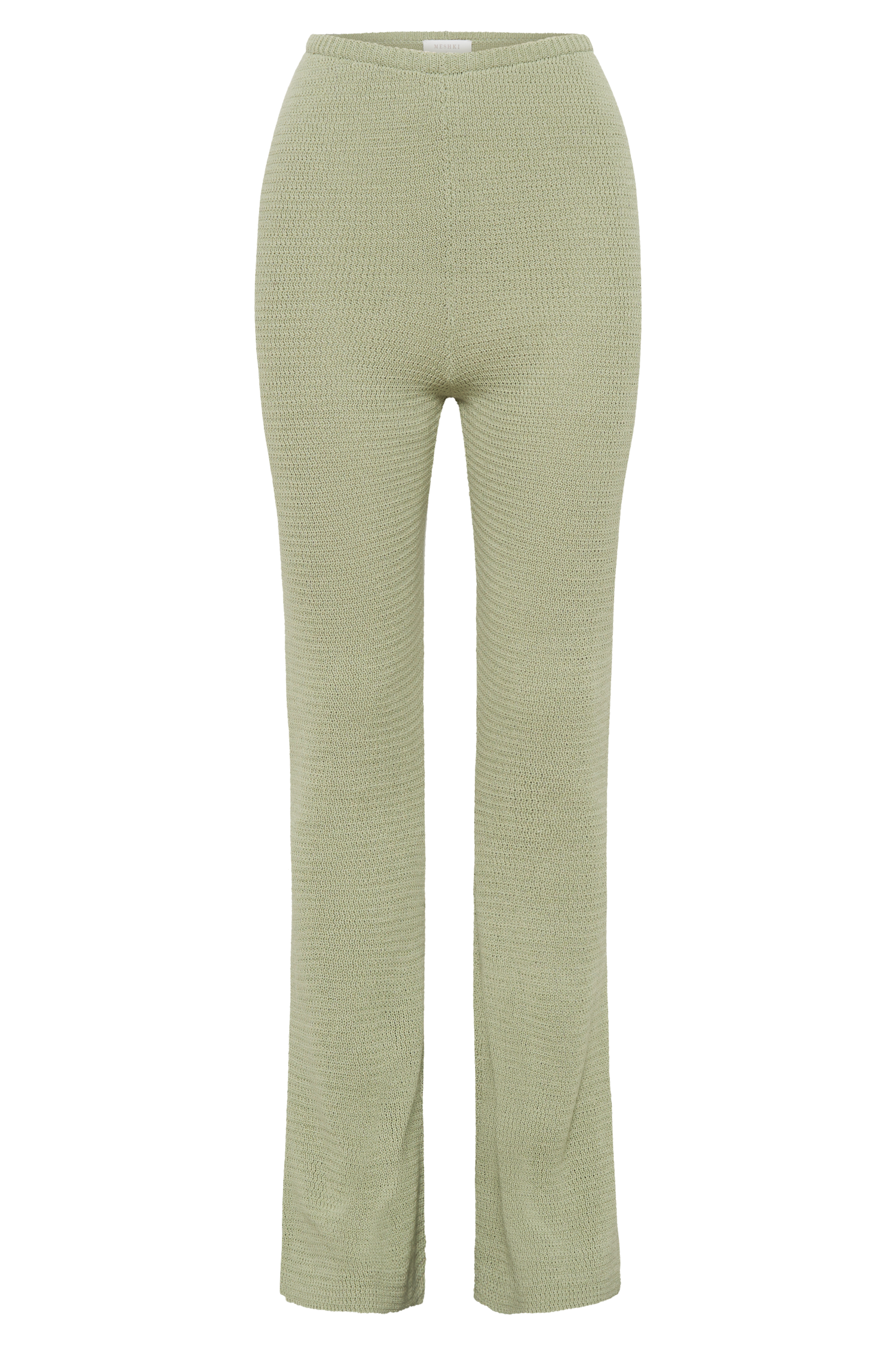 Levauro Ridley Düz Paça Örgü Pantolon - Pastel Yeşil