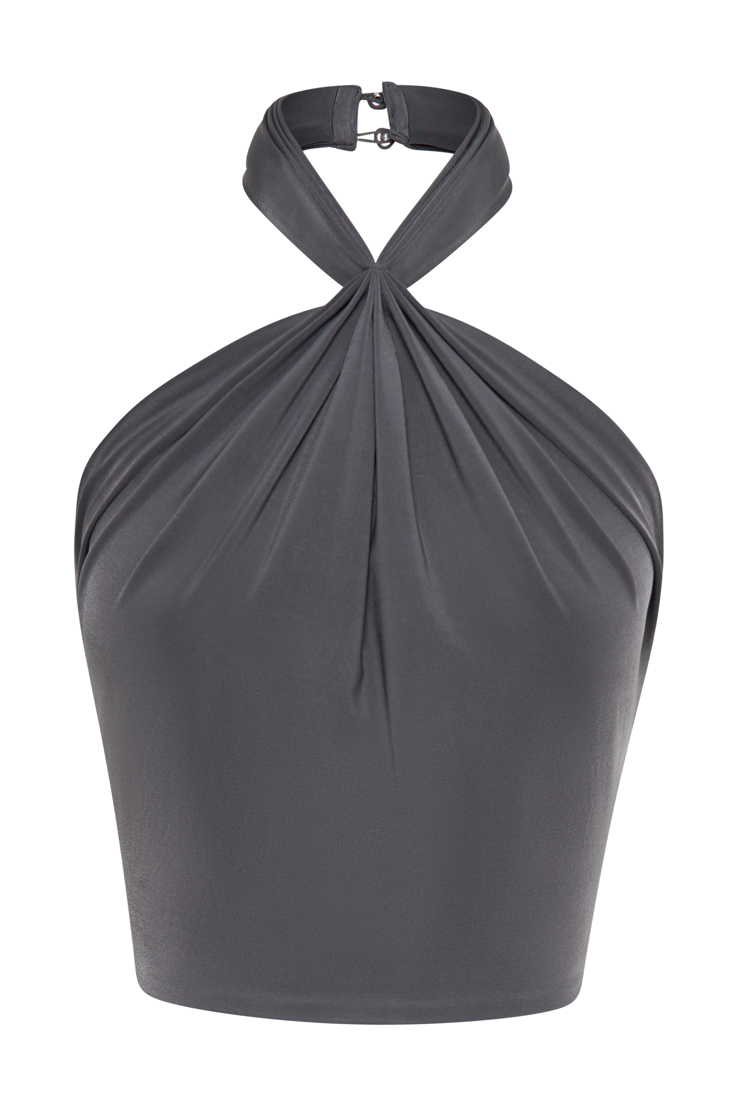 Levauro Bronwyn Slinky Boyundan Bağlamalı Crop Top - Kömür