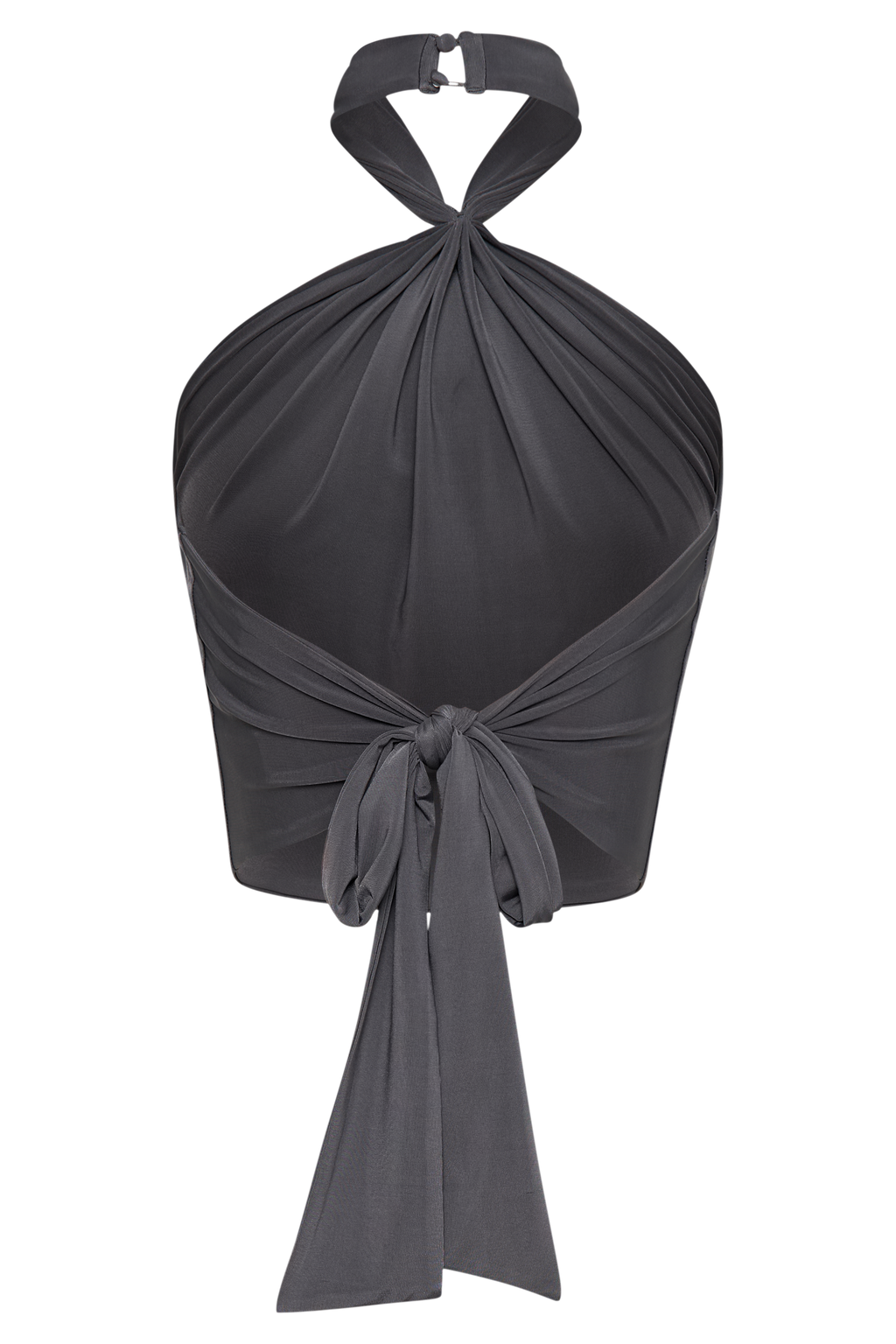 Levauro Bronwyn Slinky Boyundan Bağlamalı Crop Top - Kömür