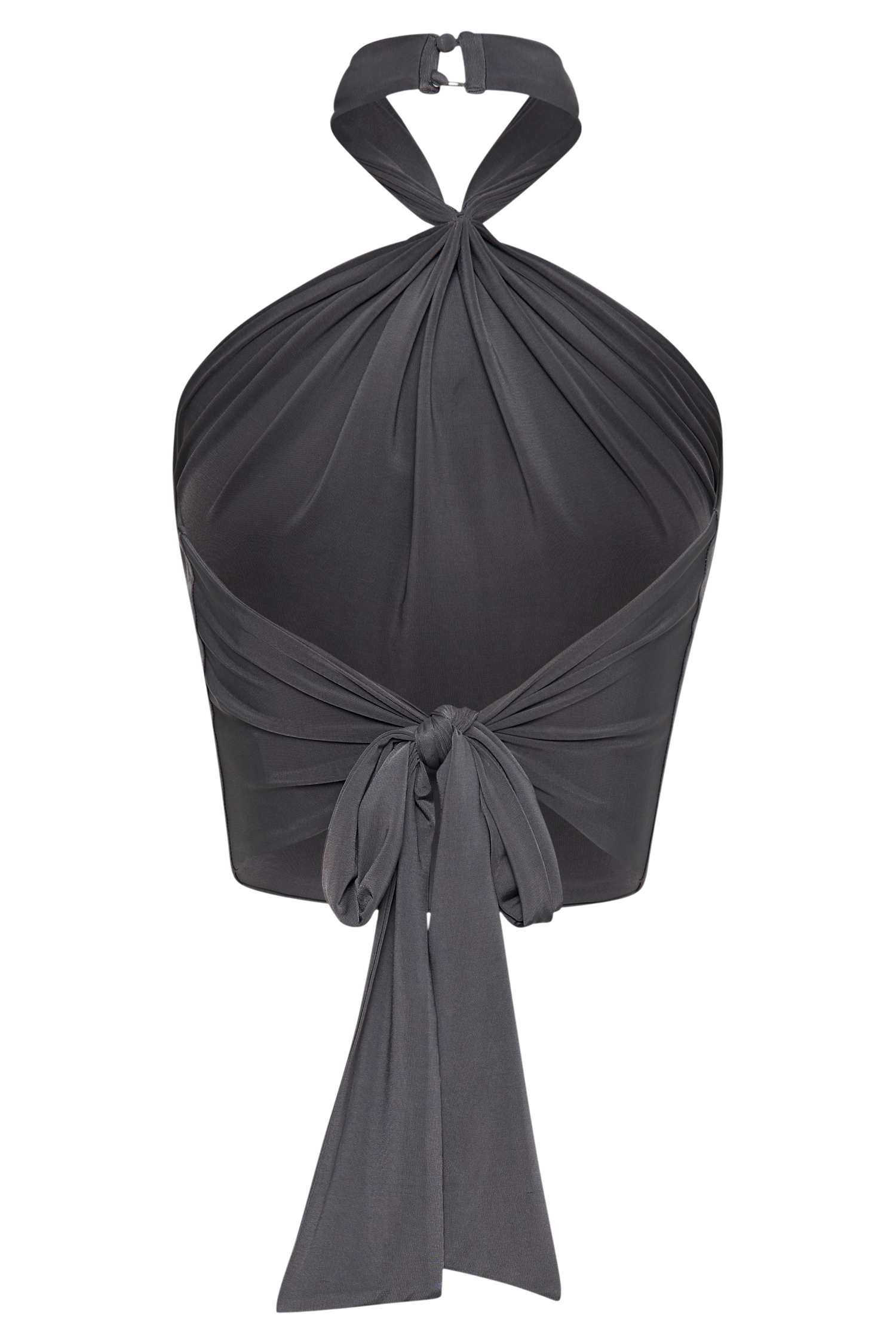 Levauro Bronwyn Slinky Boyundan Bağlamalı Crop Top - Kömür