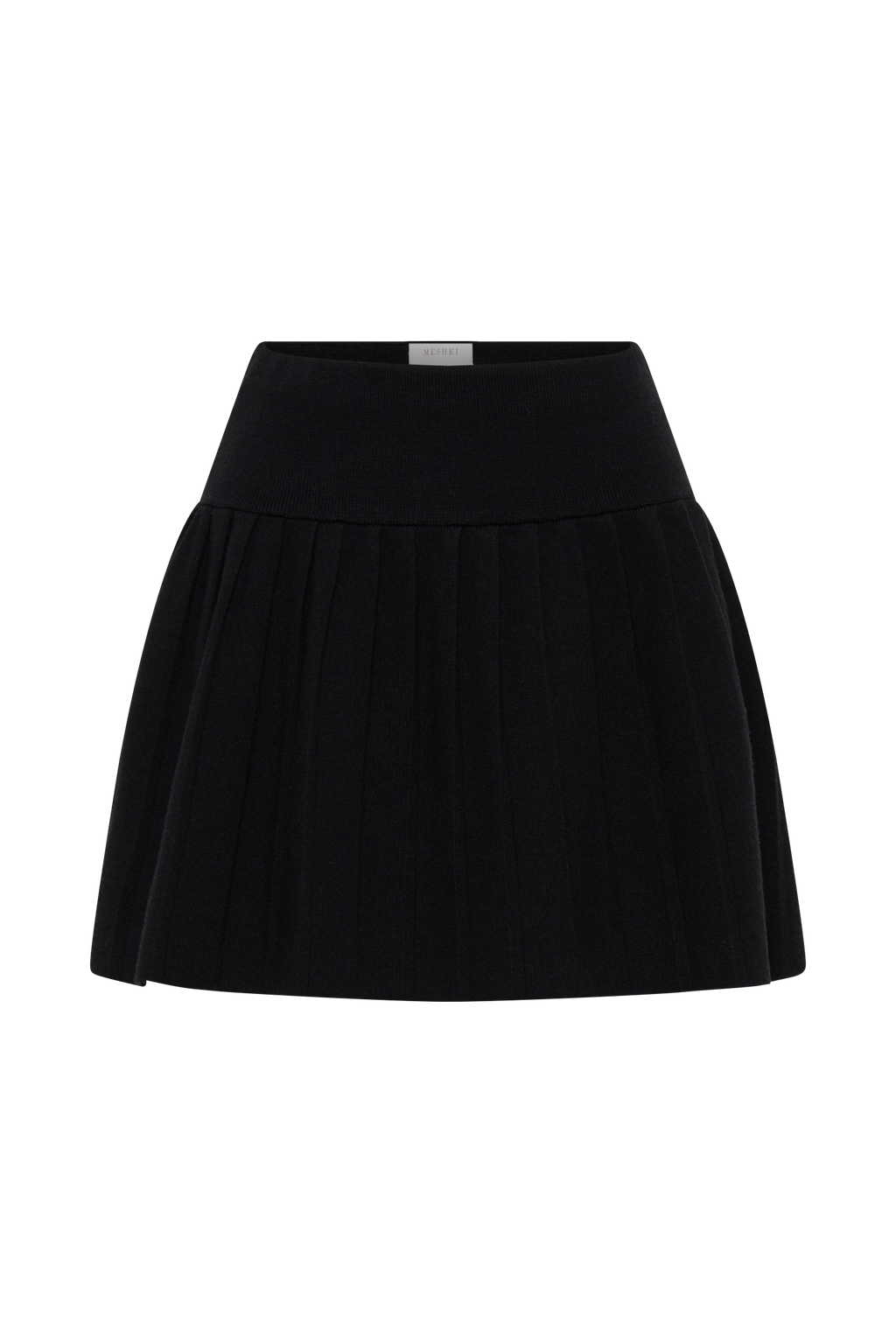 Levauro Beverly Knit Piliseli Mini Etek - Siyah