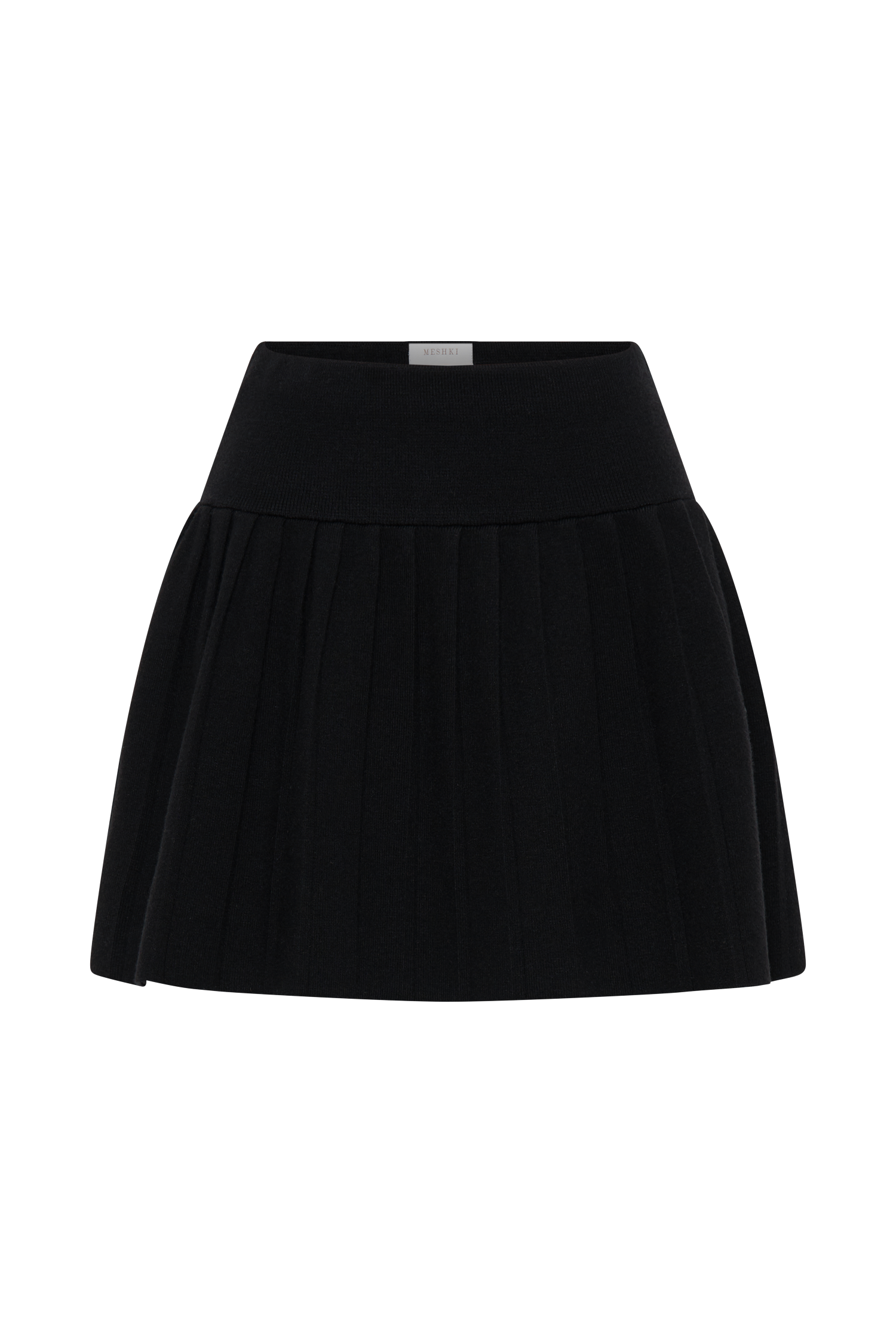 Levauro Beverly Knit Piliseli Mini Etek - Siyah