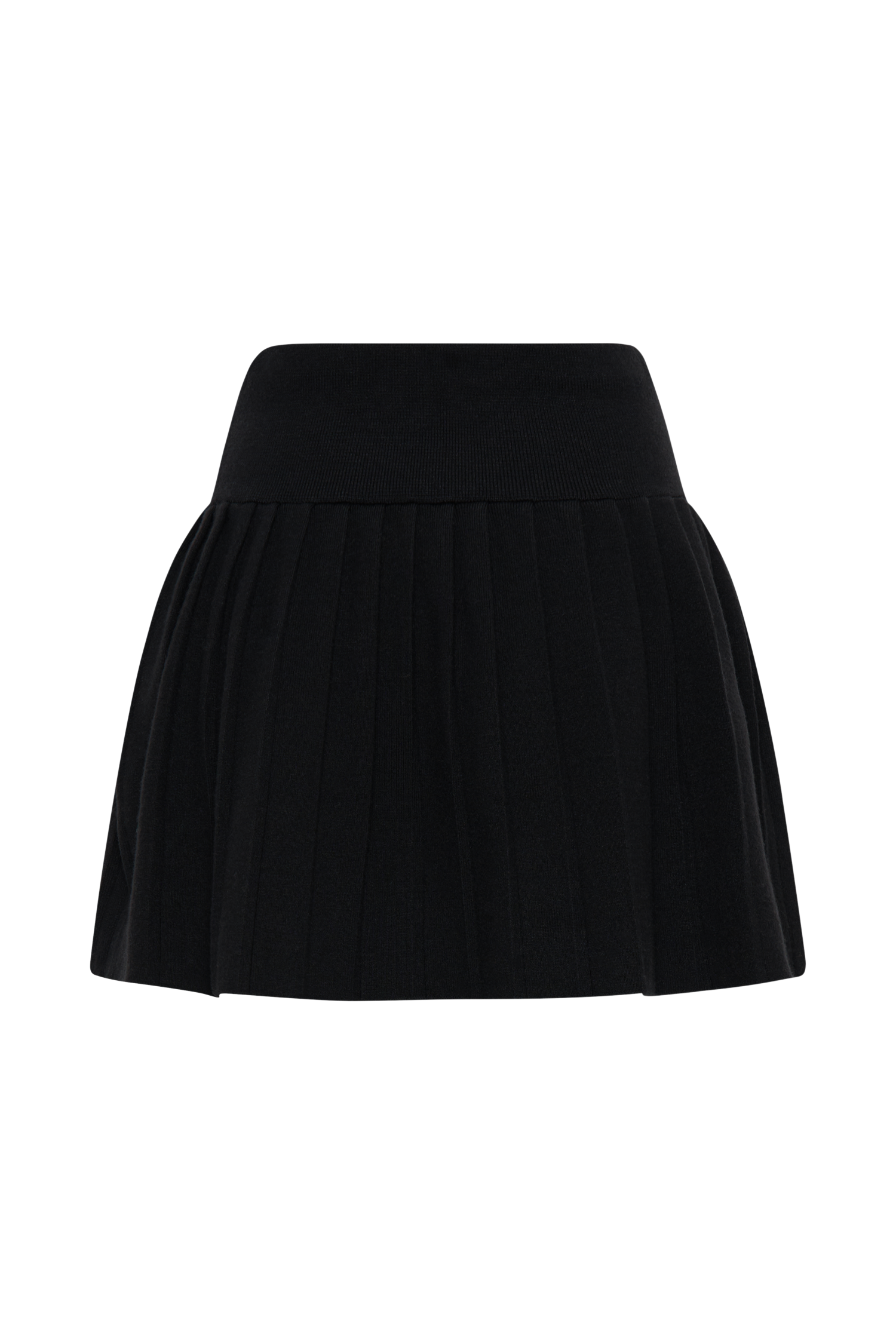 Levauro Beverly Knit Piliseli Mini Etek - Siyah