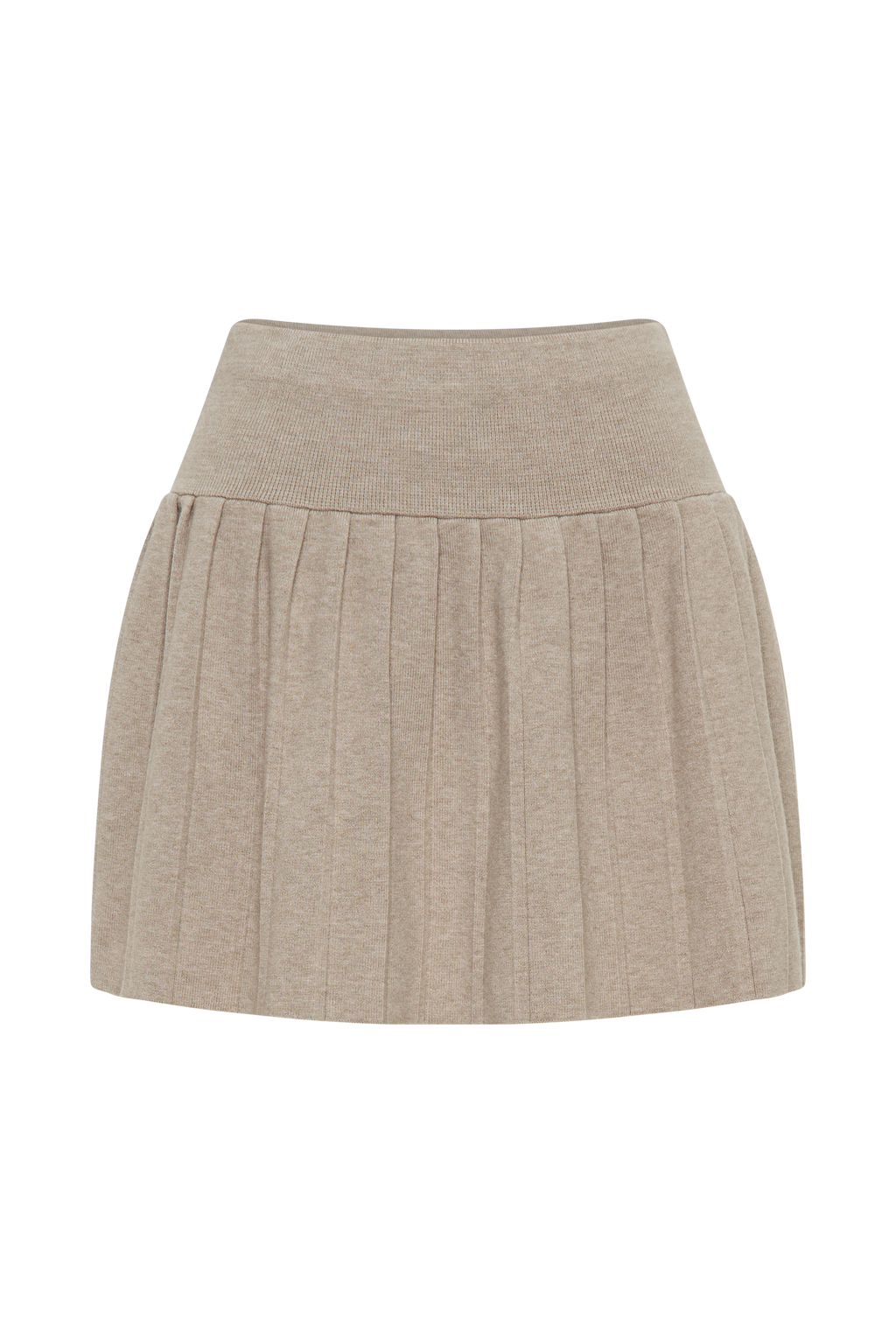 Levauro Beverly Knit Pileli Mini Etek - Meşe