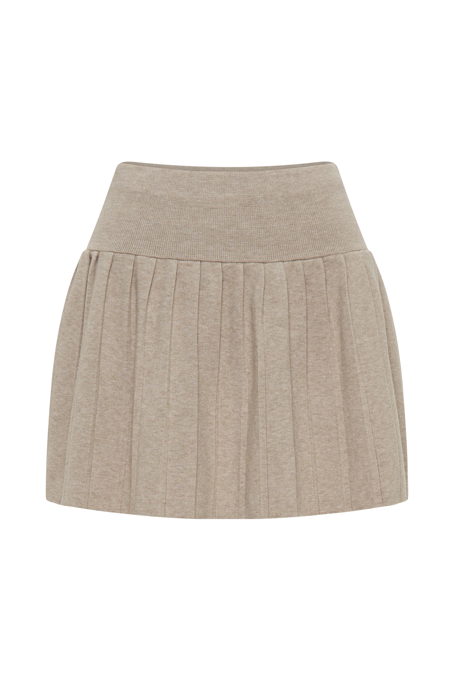 Levauro Beverly Knit Pileli Mini Etek - Meşe
