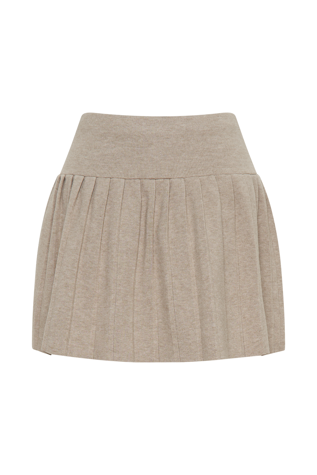 Levauro Beverly Knit Pileli Mini Etek - Meşe