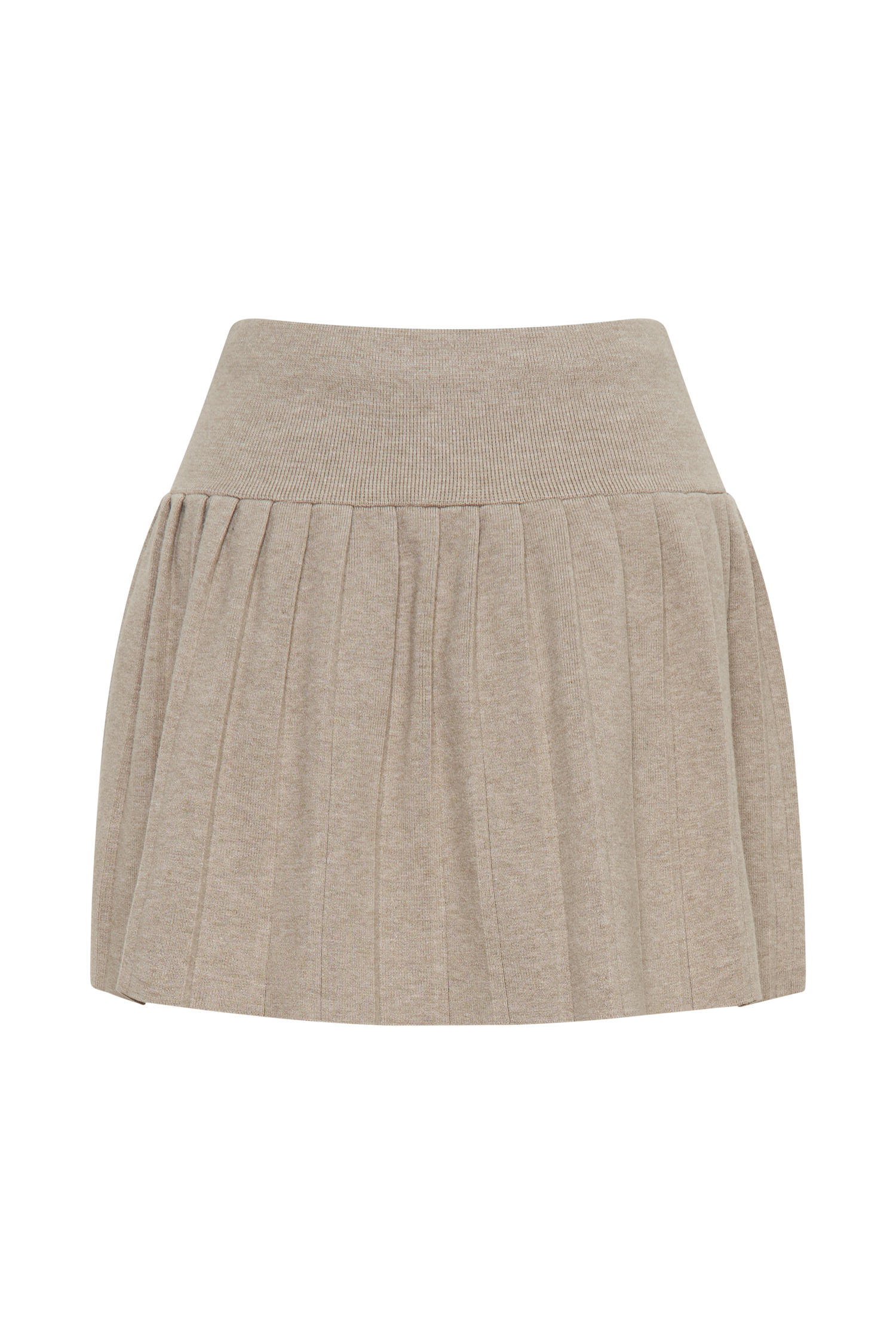 Levauro Beverly Knit Pileli Mini Etek - Meşe