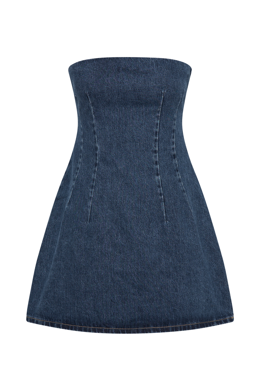 Levauro    Cecily Straplez Denim Mini Elbise - Koyu Mavi
