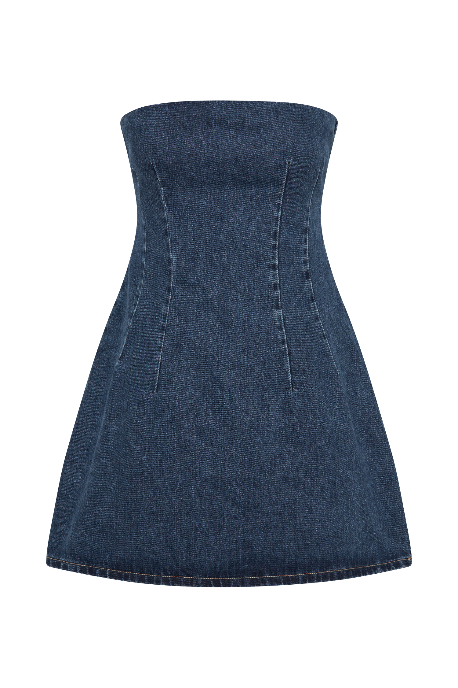 Levauro    Cecily Straplez Denim Mini Elbise - Koyu Mavi