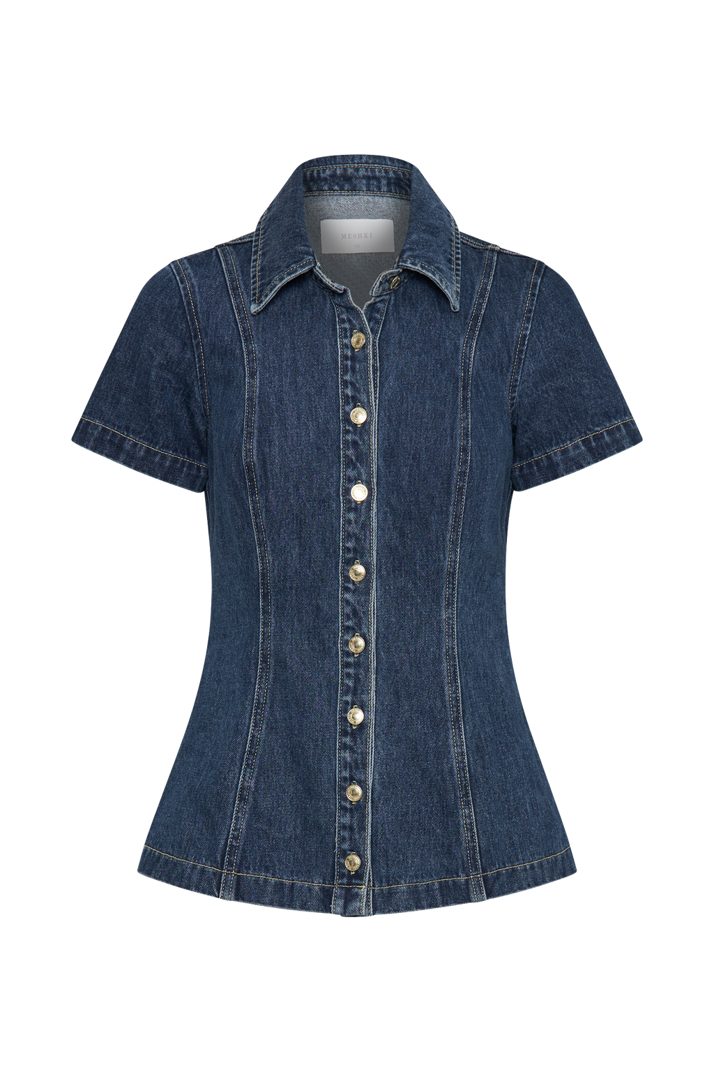 Levauro  Ellie Denim Kısa Kollu Üst - Koyu Mavi