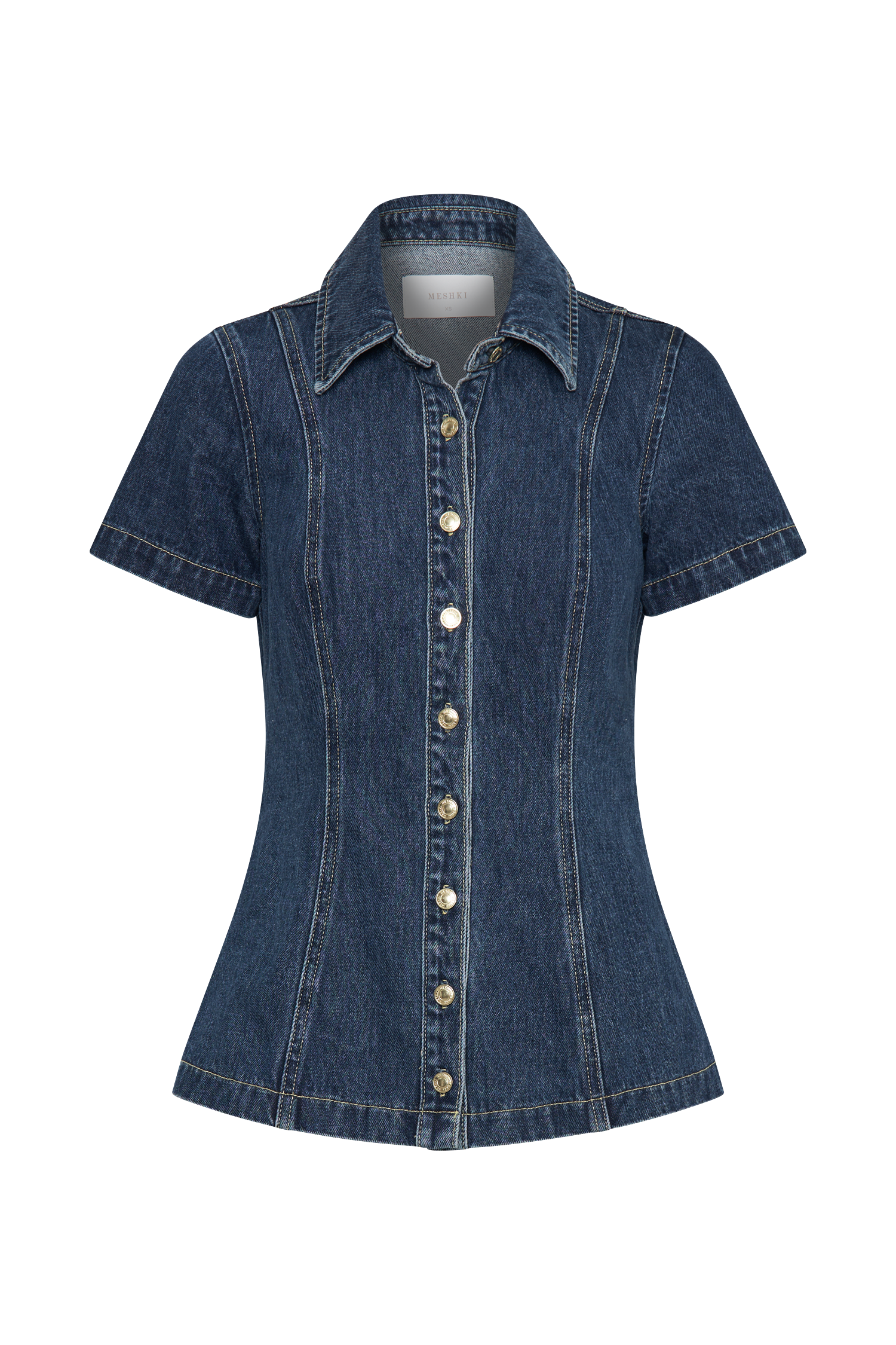Levauro  Ellie Denim Kısa Kollu Üst - Koyu Mavi