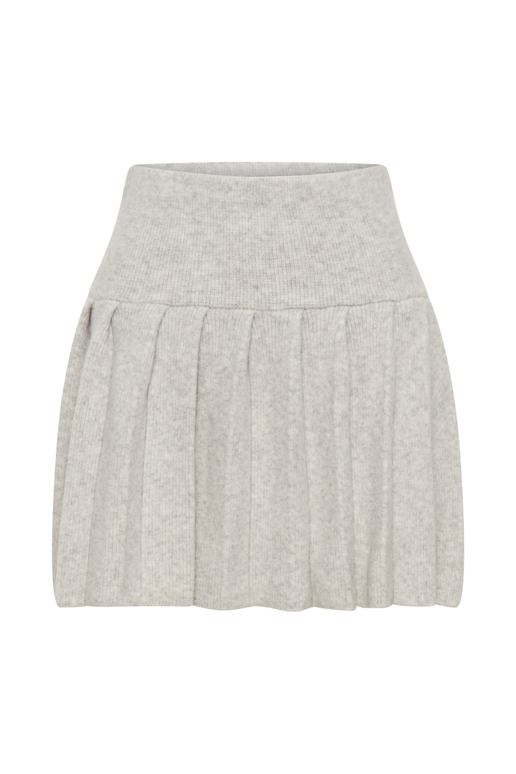 Levaru  Dionne Pileli Örgü Mini Etek - Heather Gri Marle