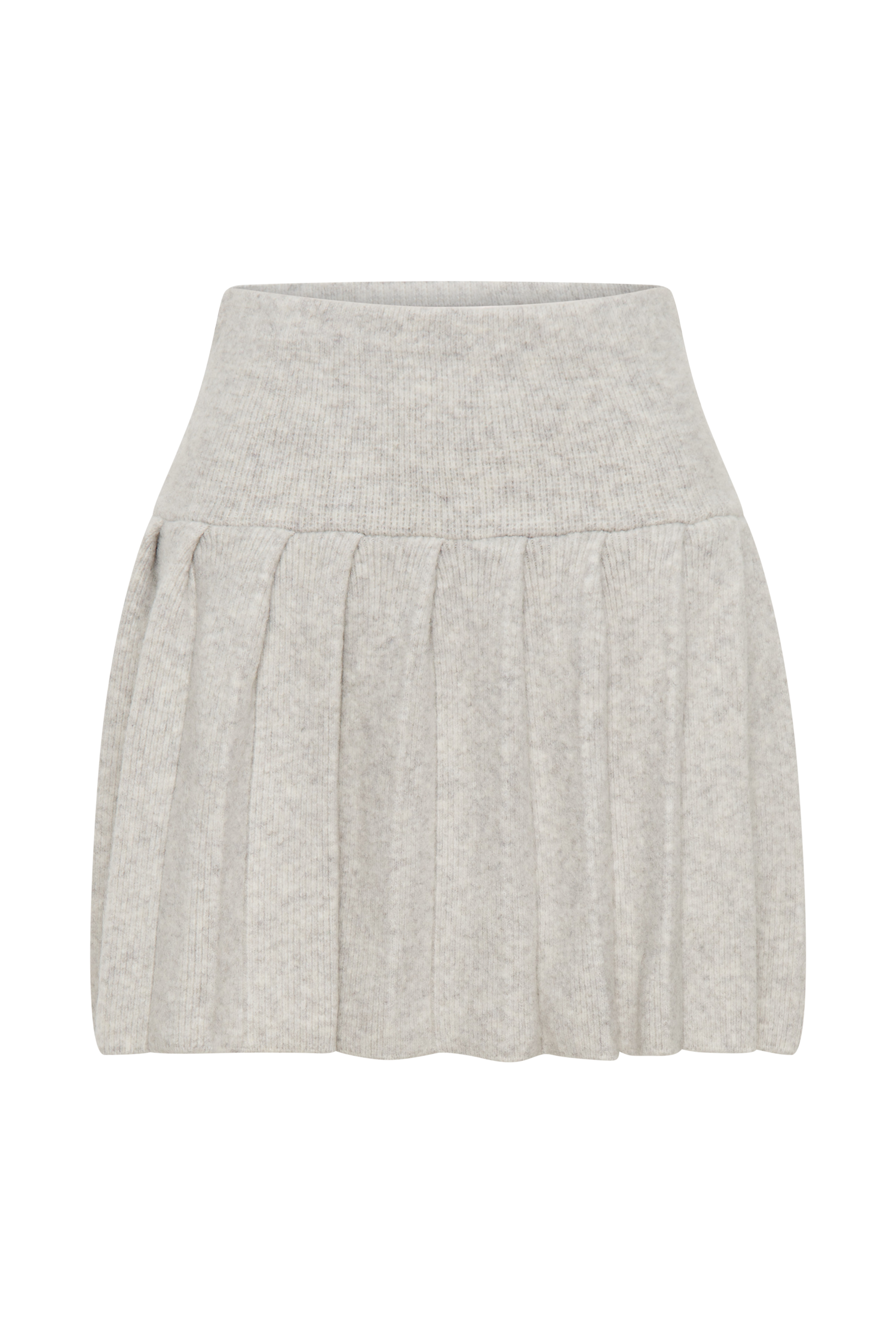 Levaru  Dionne Pileli Örgü Mini Etek - Heather Gri Marle