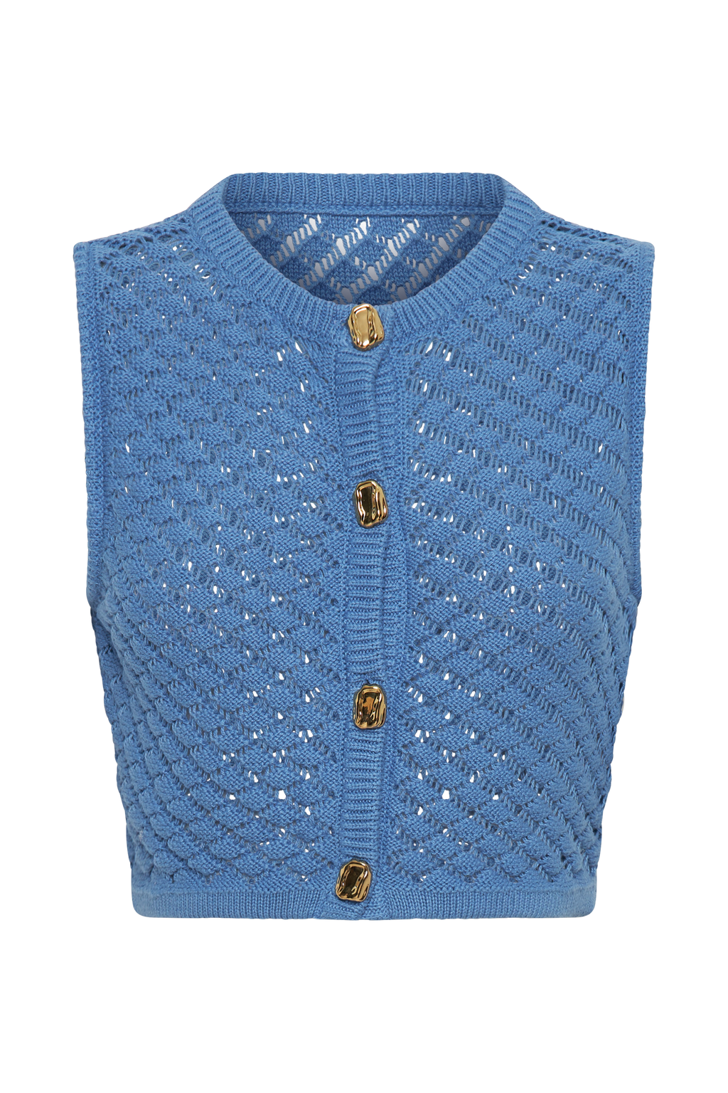 Levauro  Lorenza Tığ İşi Düğmeli Crop Top - Cezayir Menekşesi