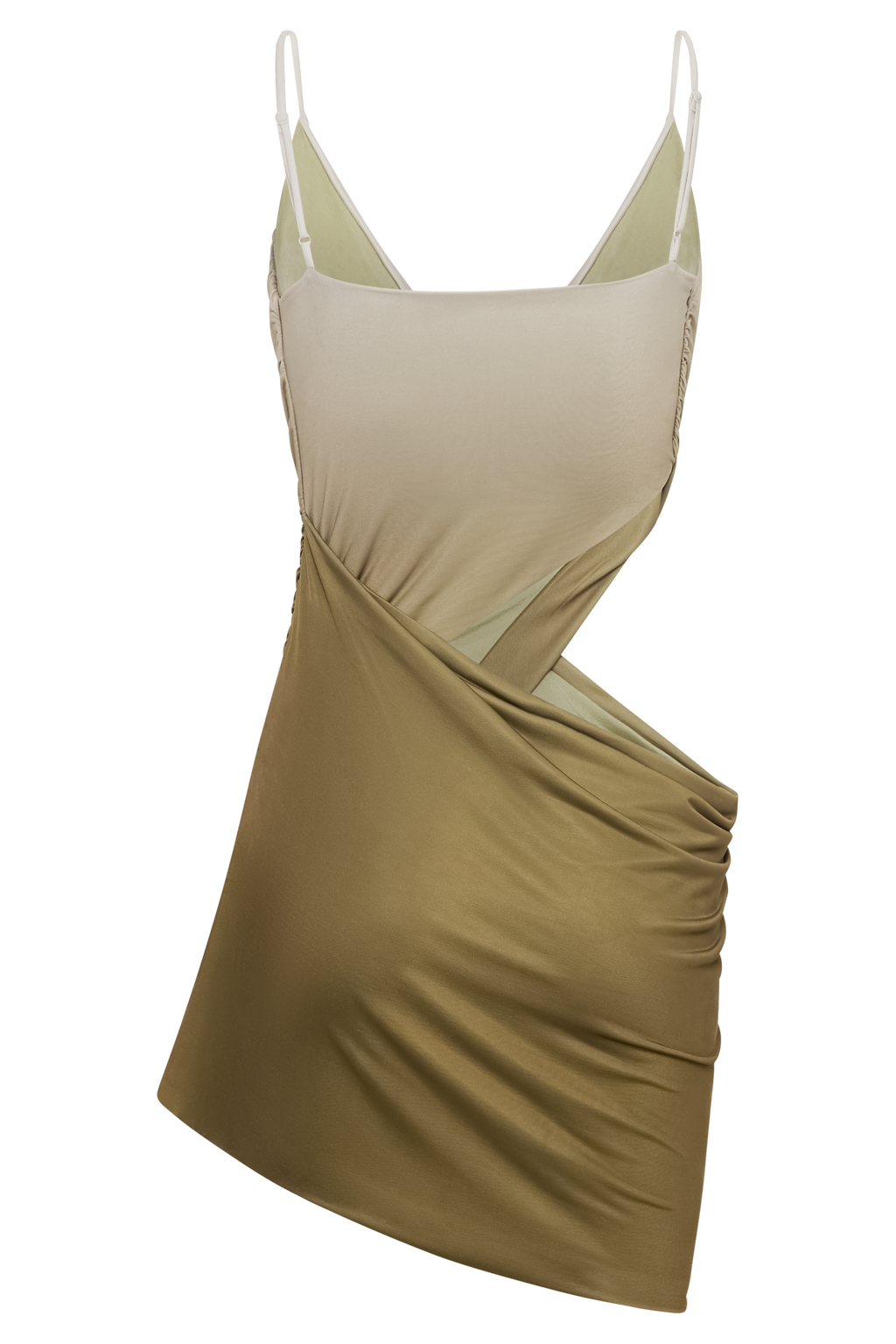Levauro Nellie Cowl Draped Dar Mini Elbise - Ombre Vintage Olive
