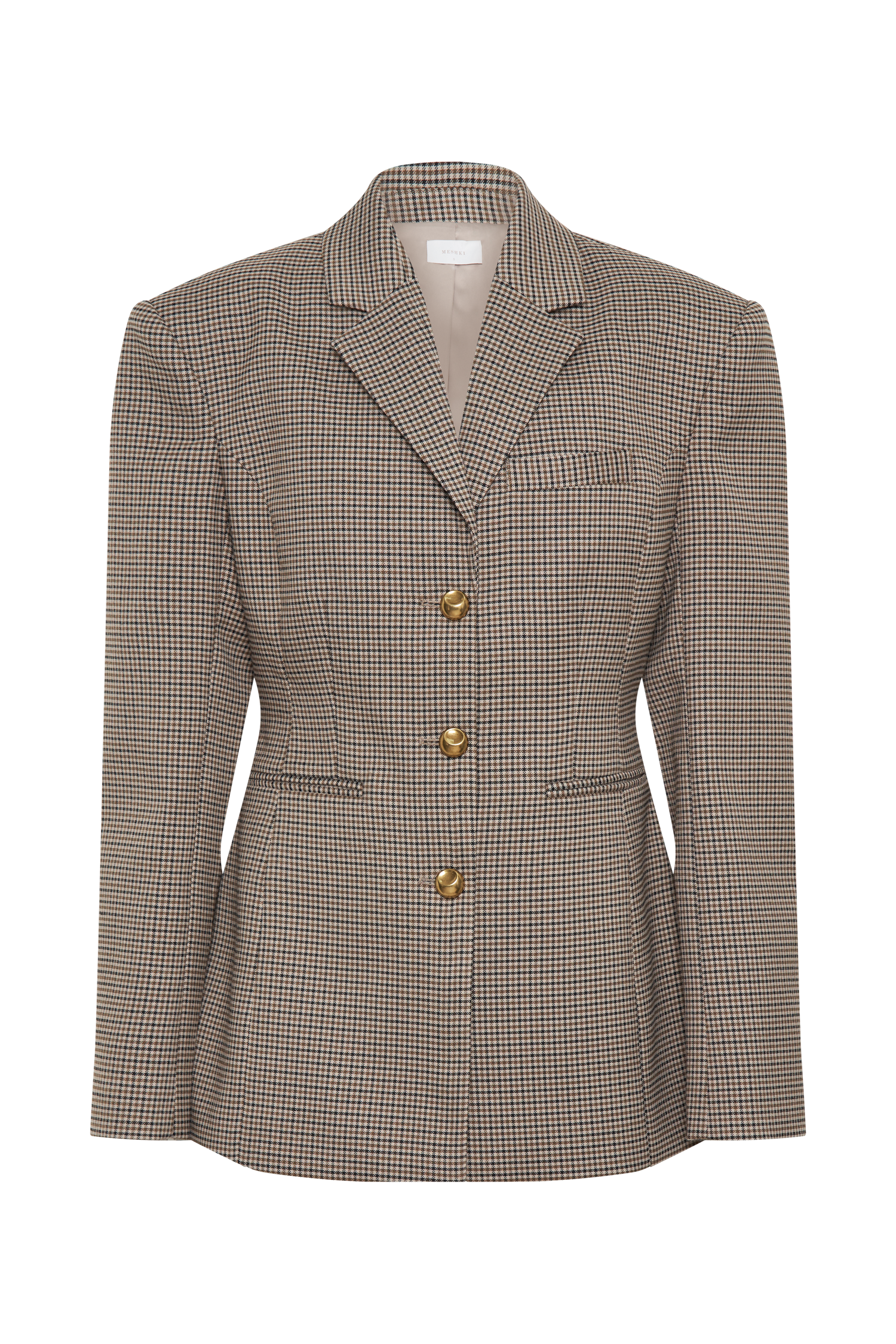 Levaru  Mila Blazer Ceket - Taba Kareli