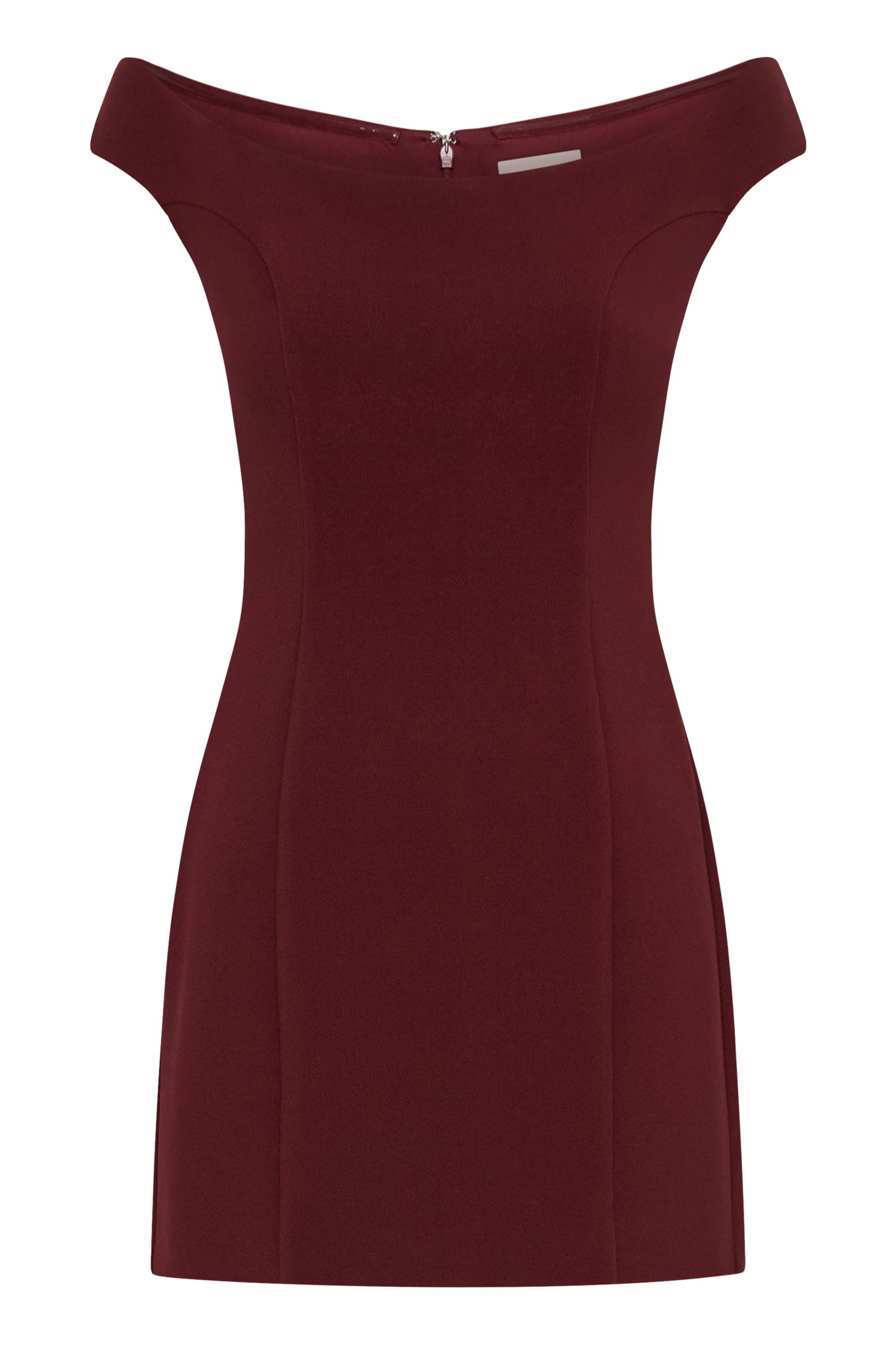 Levaru  Cassidy Krep Düşük Omuz Mini Elbise - Merlot