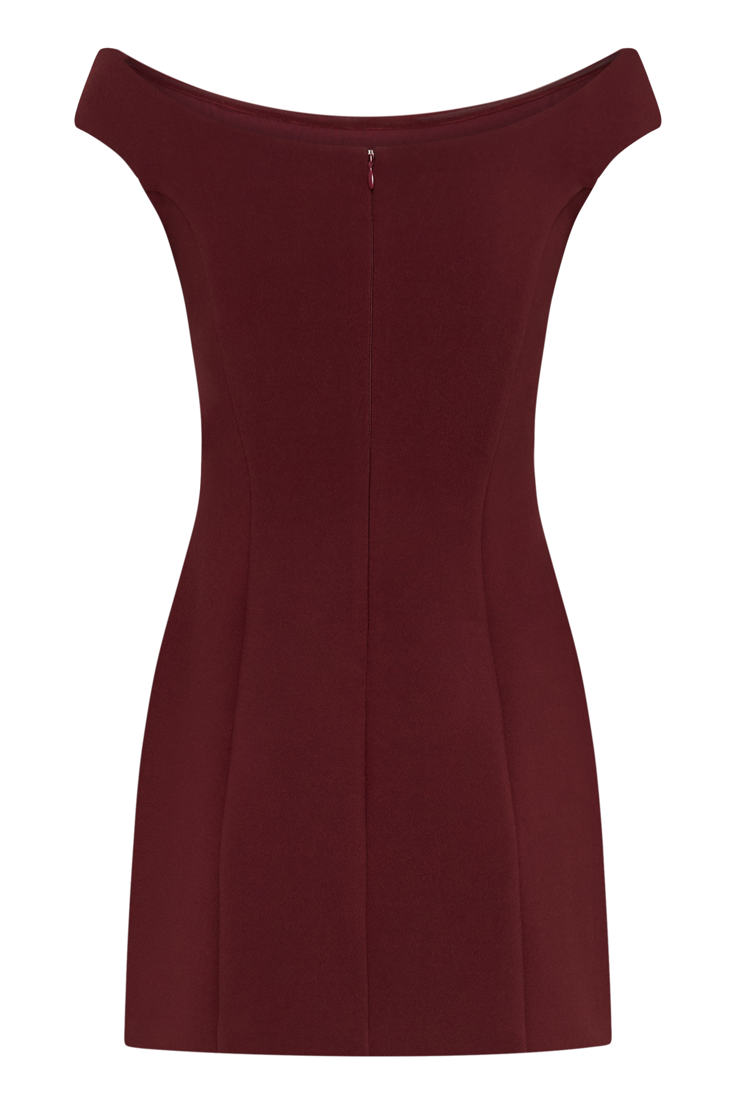Levaru  Cassidy Krep Düşük Omuz Mini Elbise - Merlot