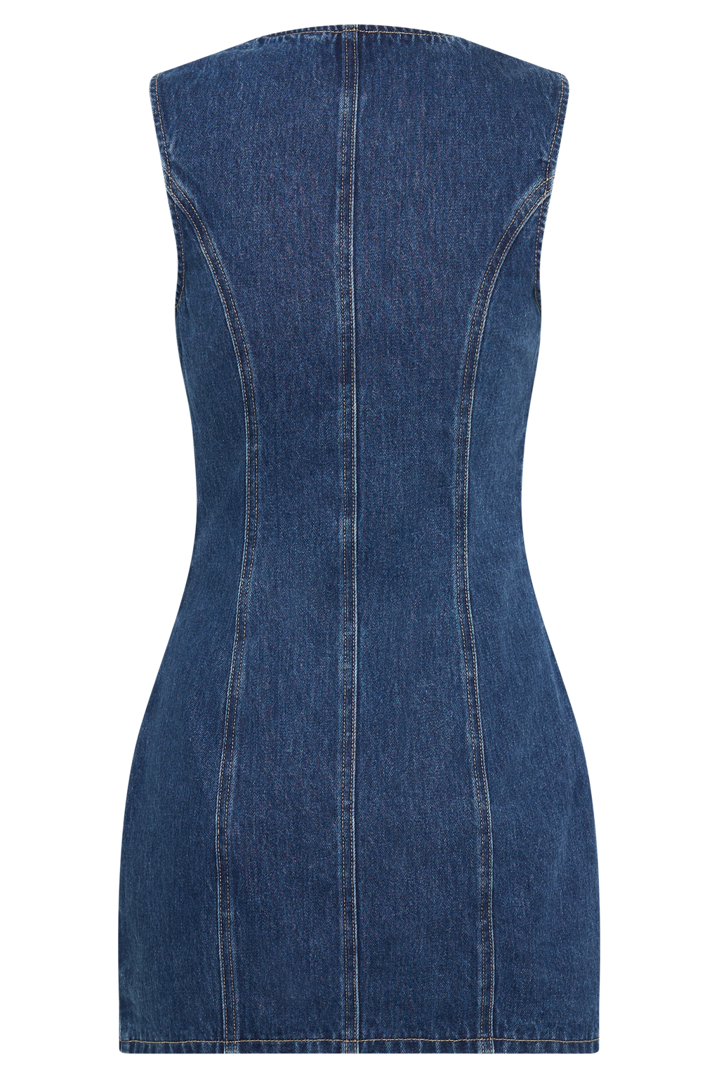 Levauro  Jane Düğmeli Denim Mini Elbise - Koyu Mavi