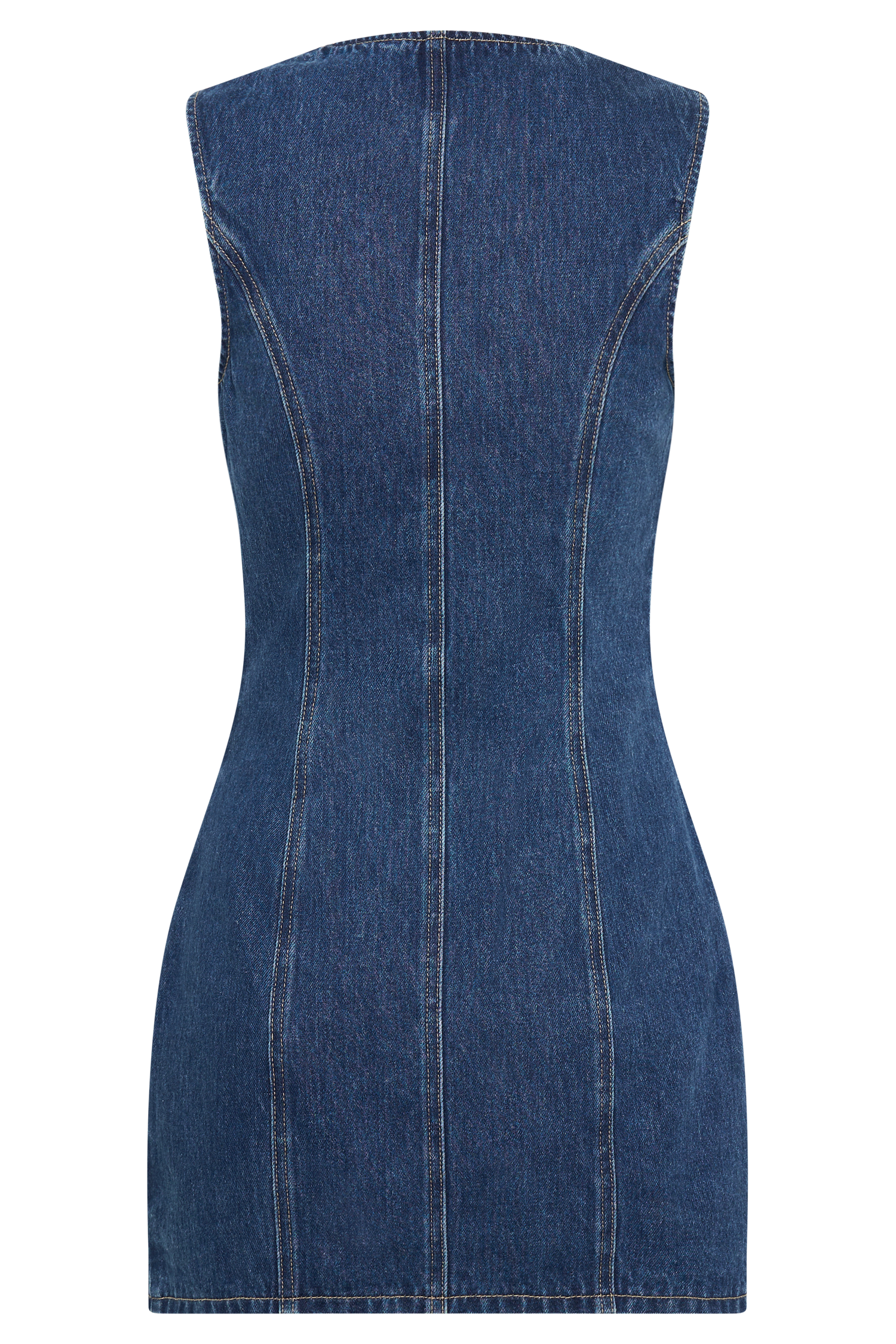 Levauro  Jane Düğmeli Denim Mini Elbise - Koyu Mavi