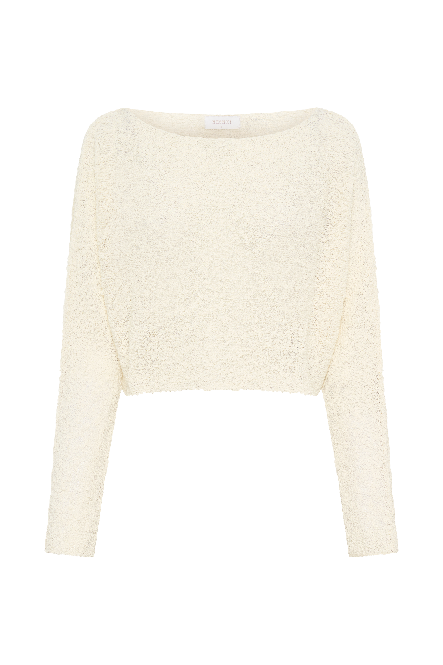 Levauro Petra Uzun Kollu Örgü Crop Top - Fildişi