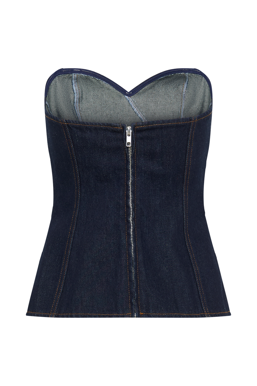 Levaru  Sylas Straplez Tokalı Denim Üst - İndigo Mavi