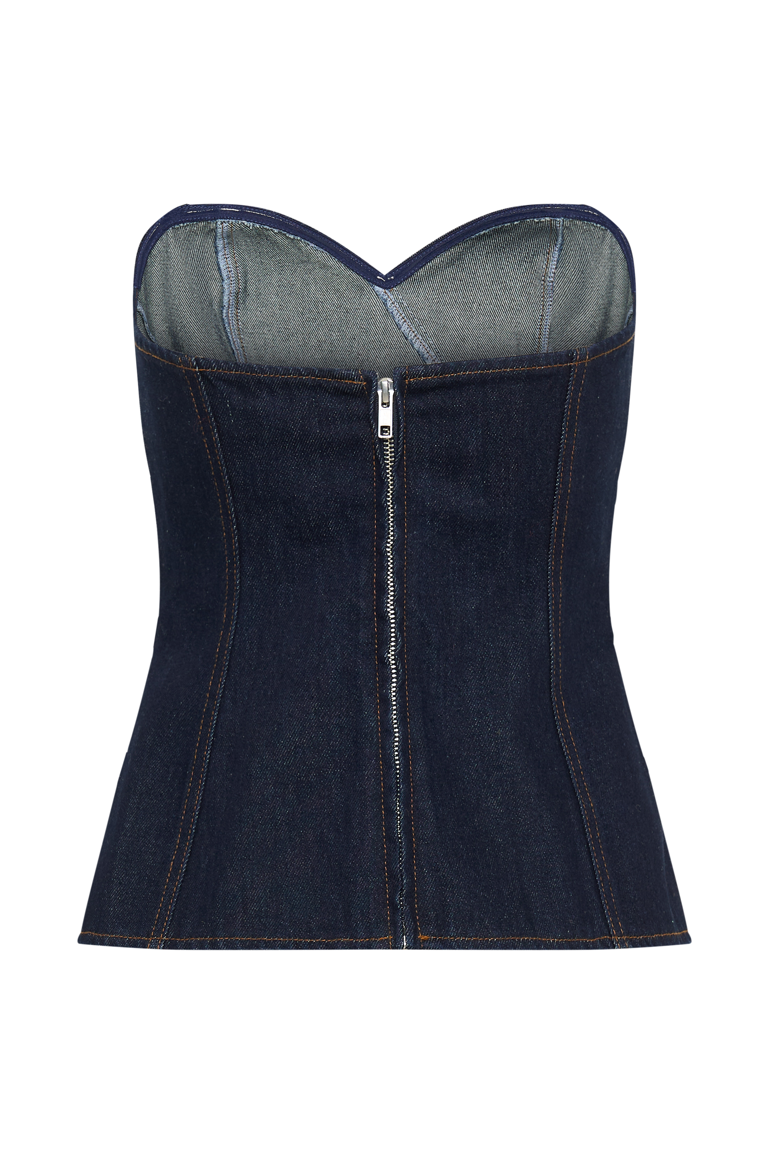 Levaru  Sylas Straplez Tokalı Denim Üst - İndigo Mavi