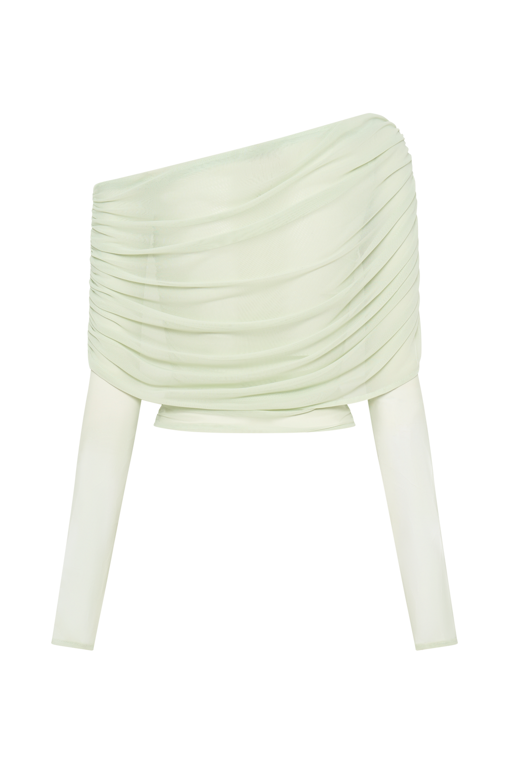 Levaru  Everly Sheer Mesh Düşük Omuz Üst - Pastel Yeşil