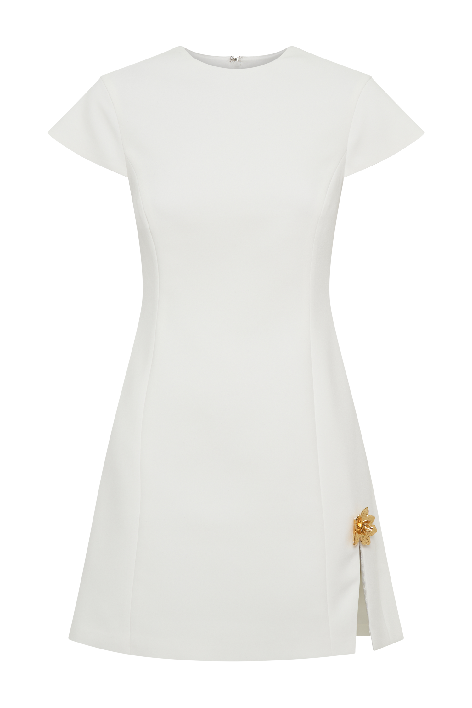 Levauro Remi Suiting Çiçek Desenli Mini Elbise - Beyaz
