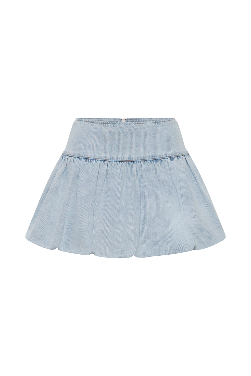 Levaru  Genia Baloncuklu Denim Mini Etek - Açık Mavi