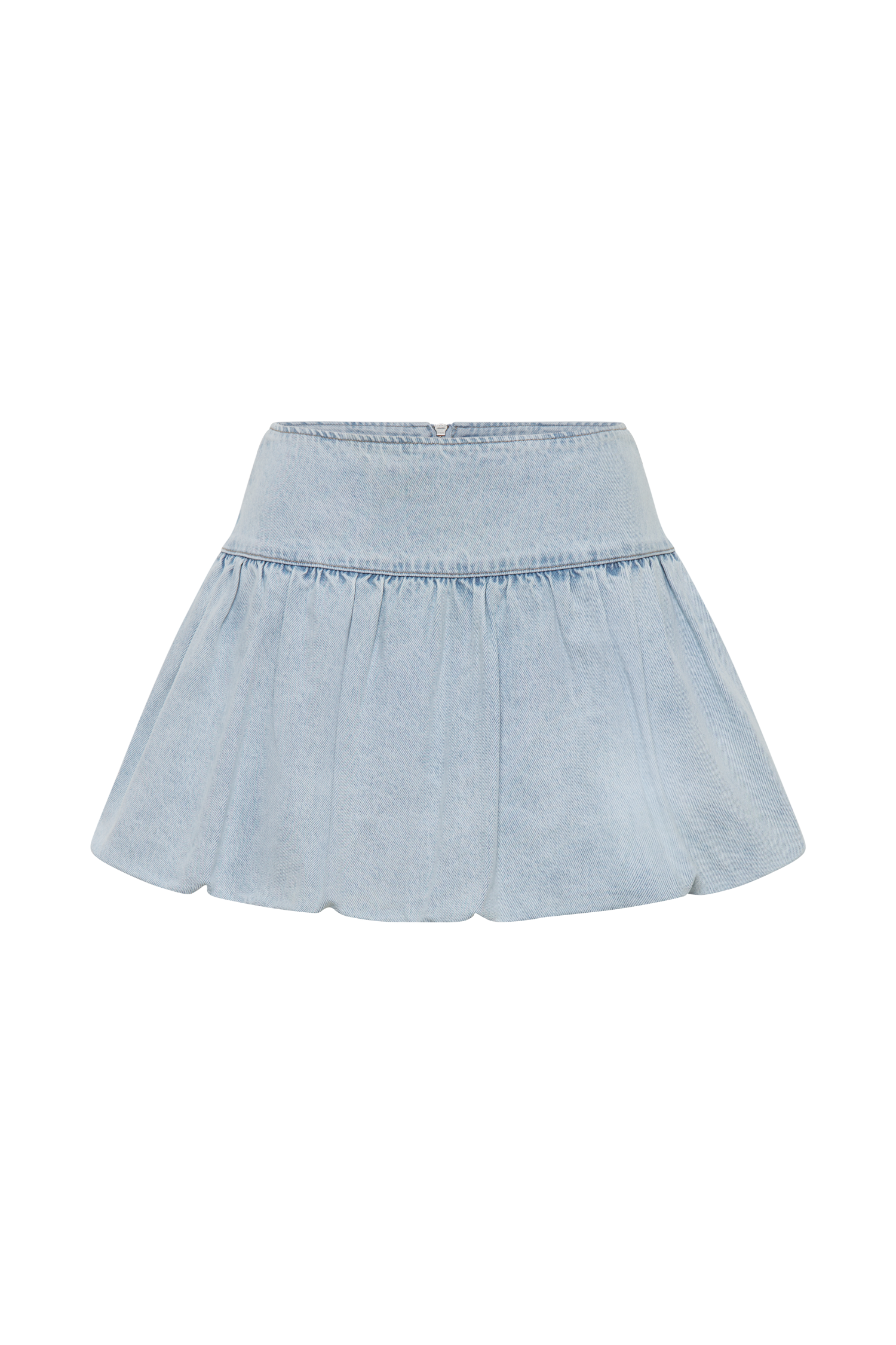 Levaru  Genia Baloncuklu Denim Mini Etek - Açık Mavi