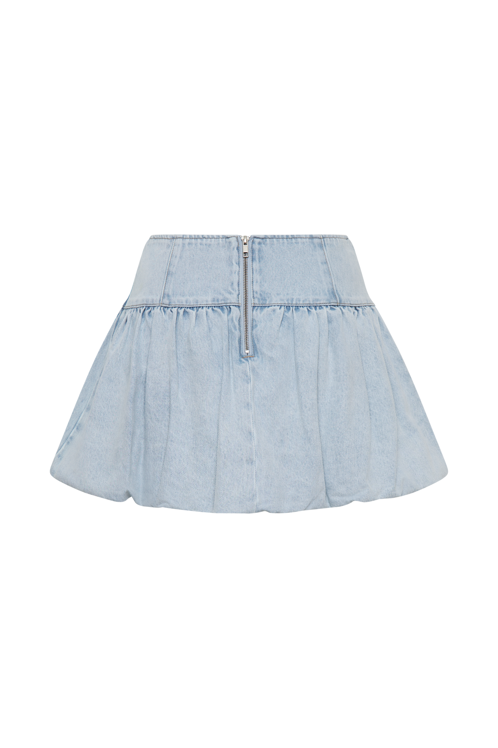 Levaru  Genia Baloncuklu Denim Mini Etek - Açık Mavi