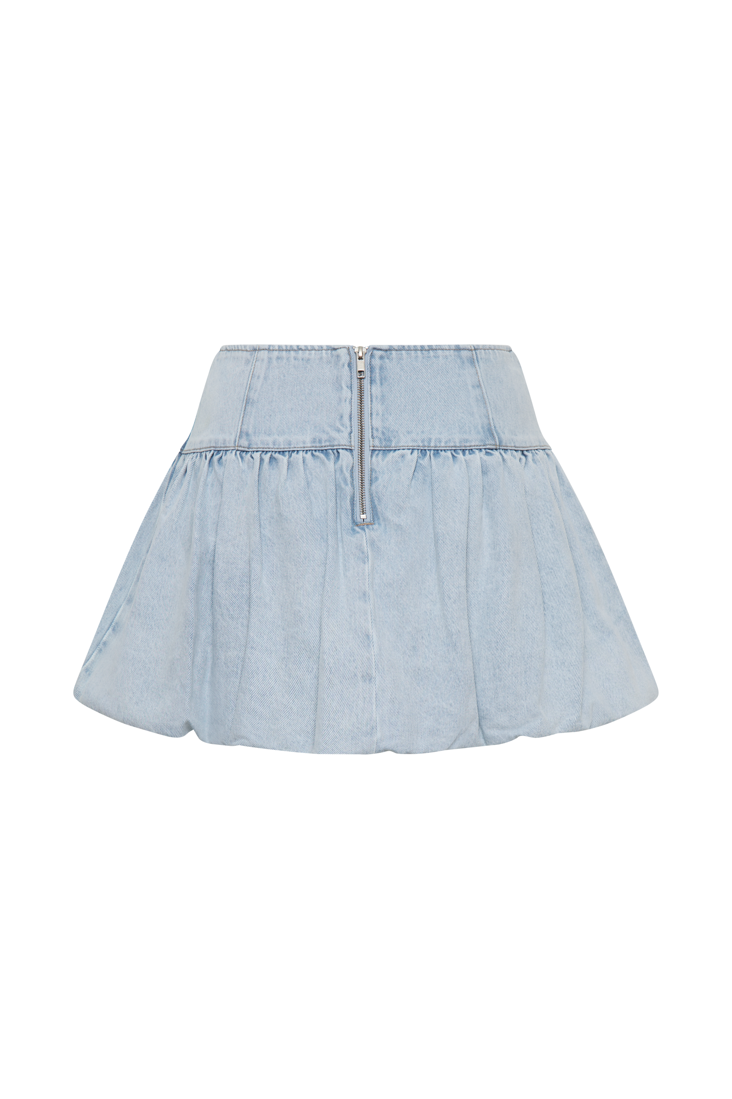 Levaru  Genia Baloncuklu Denim Mini Etek - Açık Mavi