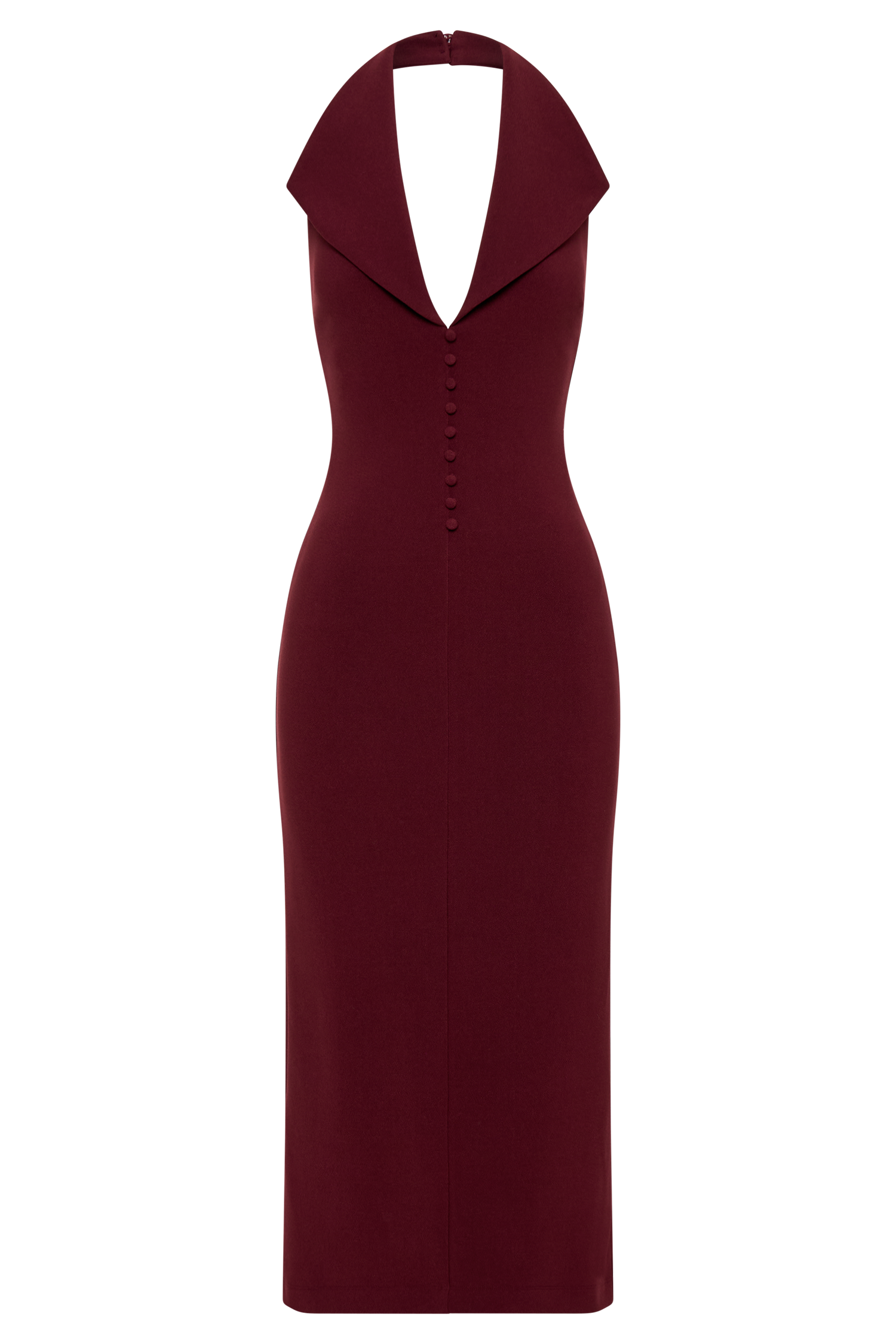Levaru  Annita Krep Boyundan Bağlamalı Midi Elbise - Merlot