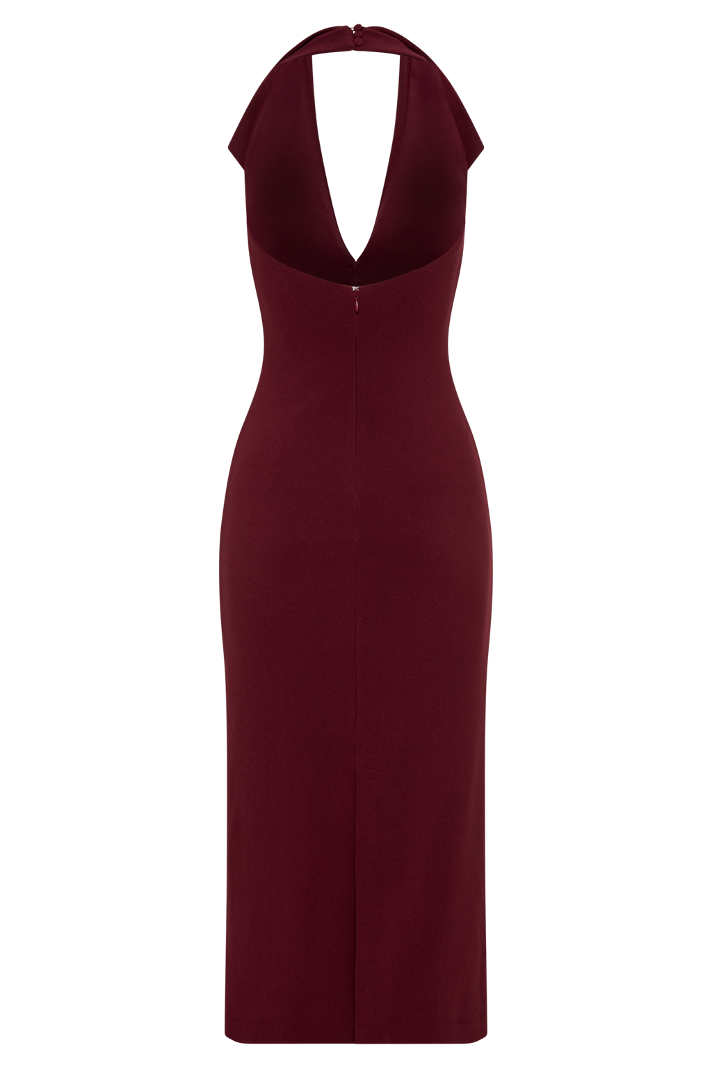 Levaru  Annita Krep Boyundan Bağlamalı Midi Elbise - Merlot