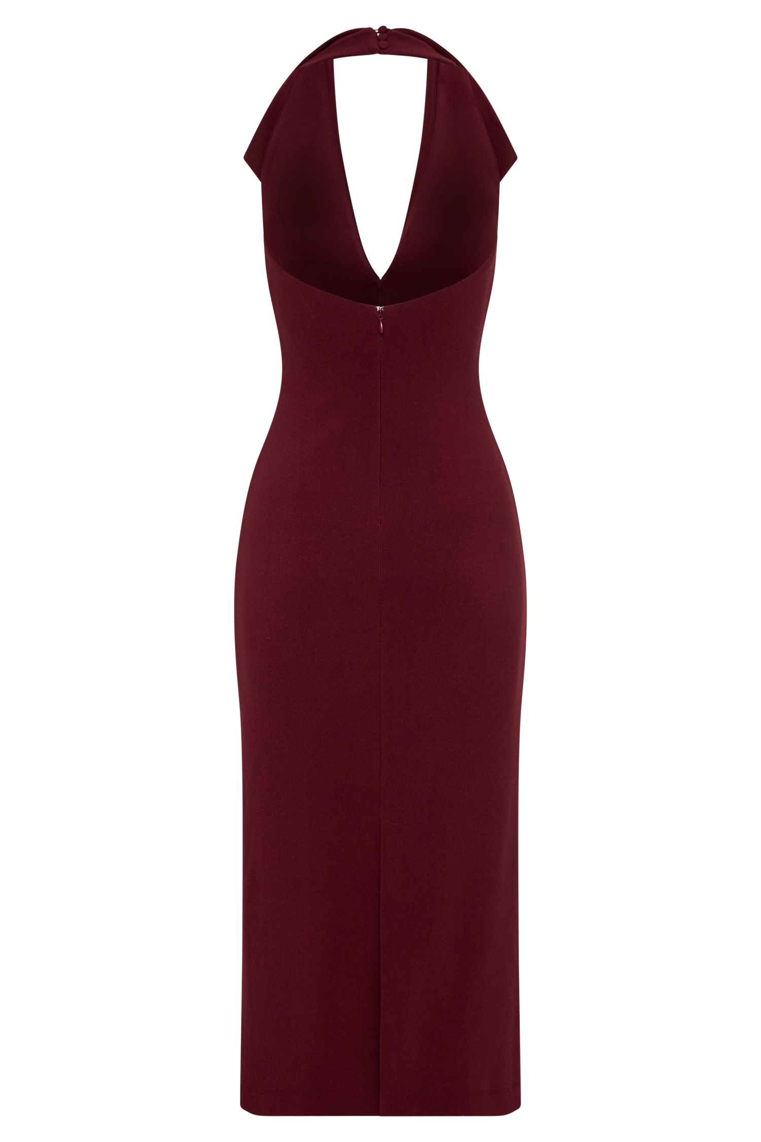 Levaru  Annita Krep Boyundan Bağlamalı Midi Elbise - Merlot