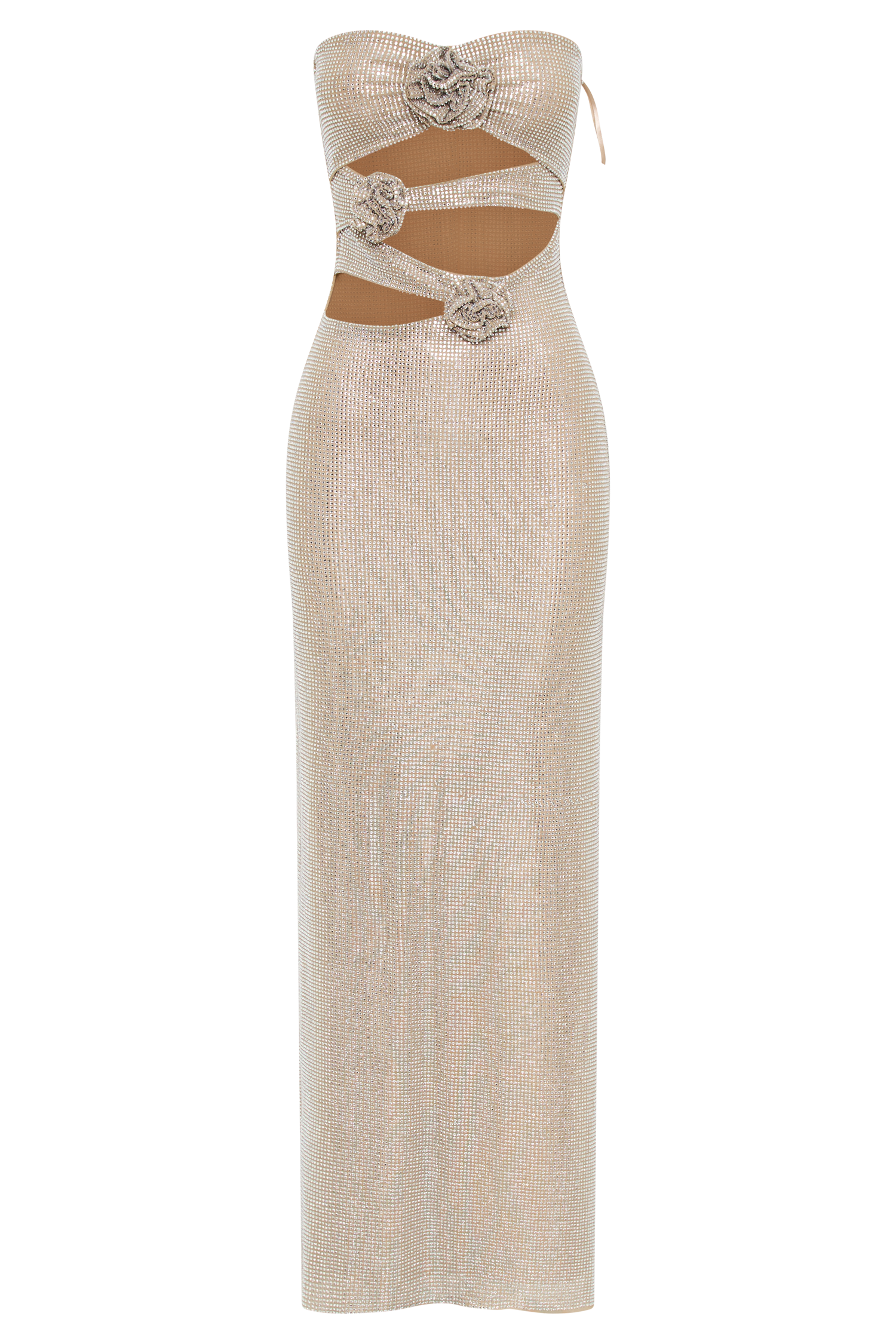 Levauro Stassie Straplez Rose Diamante Maxi Elbise - Ten Rengi