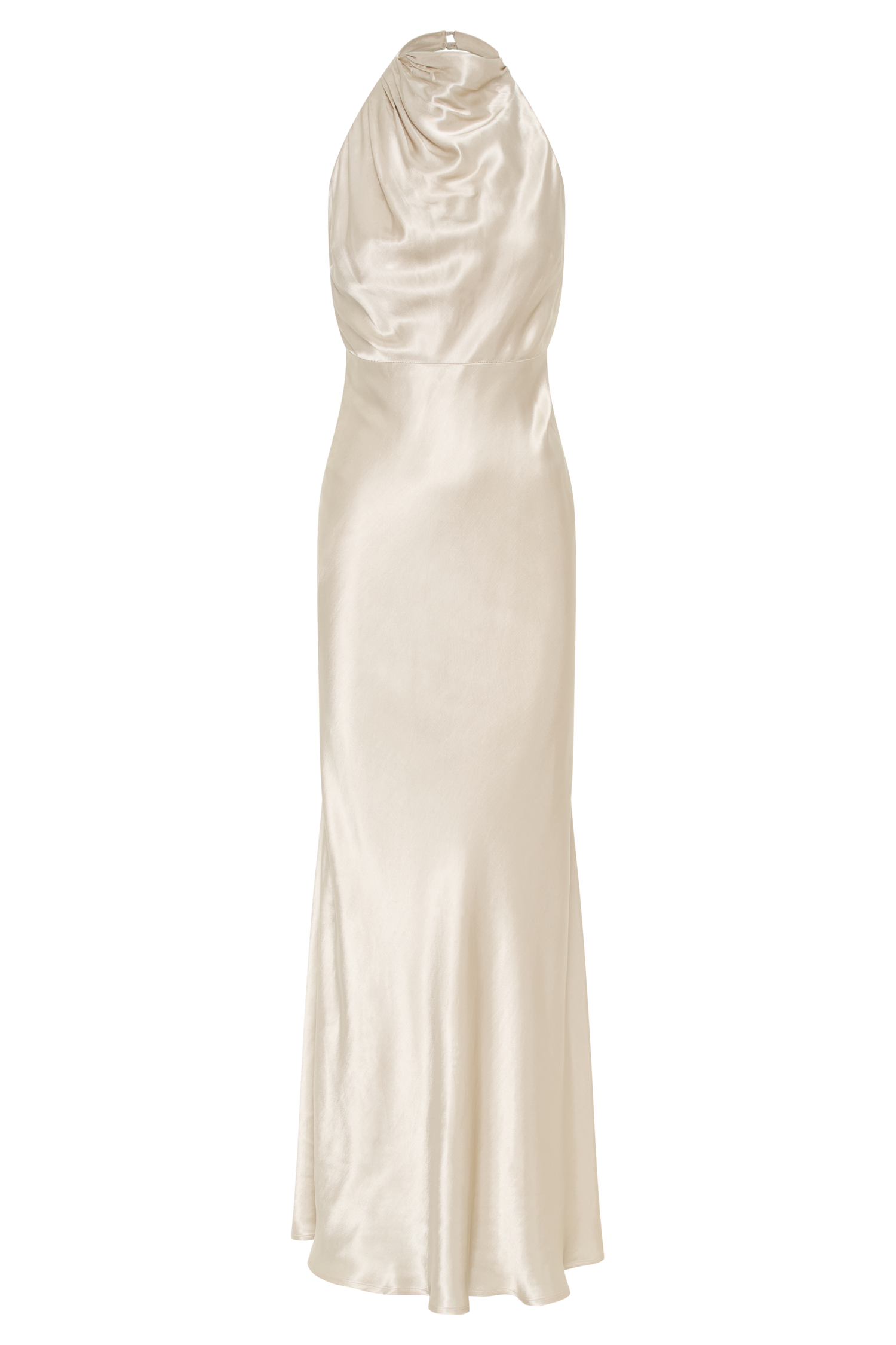 Levauro  Esther Yanardöner Saten Cowl Maxi Elbise - Altın