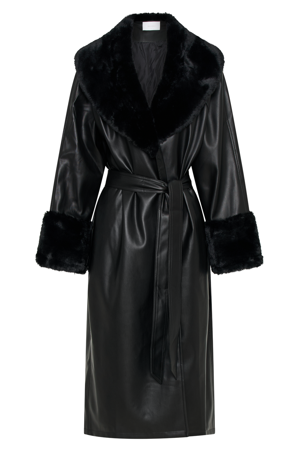 Levauro  Rebekah Oversize Kürklü Pu Trençkot - Siyah