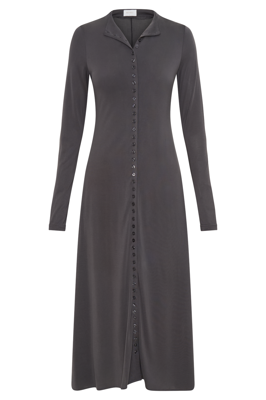 Levaru Anders Şeftali Jersey Midi Elbise - Kömür