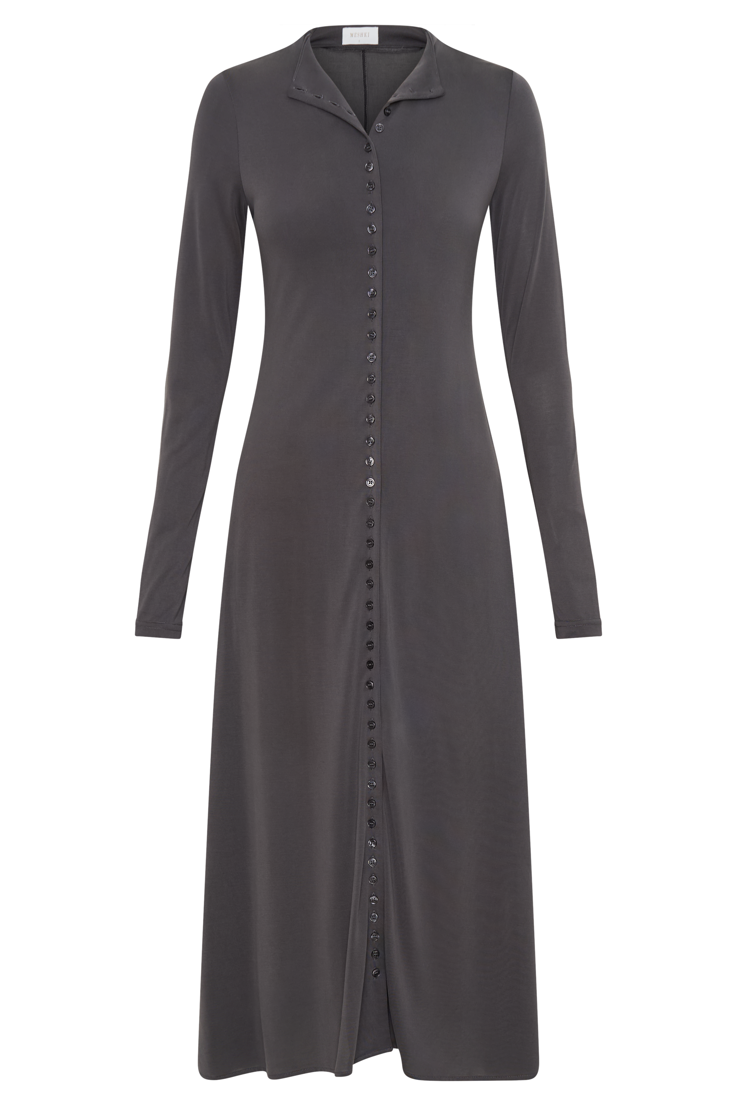Levaru Anders Şeftali Jersey Midi Elbise - Kömür