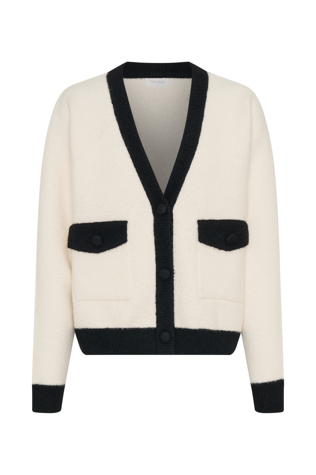 ROF Evangeline Oversize Triko Hırka - Siyah/Beyaz