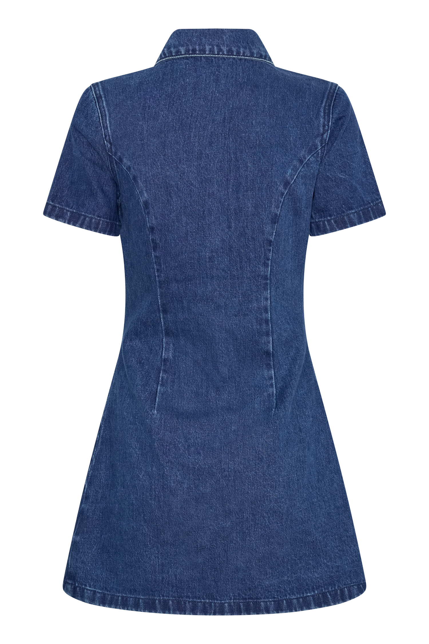 Levauro Leighton Denim Düğmeli Mini Elbise - Koyu Mavi