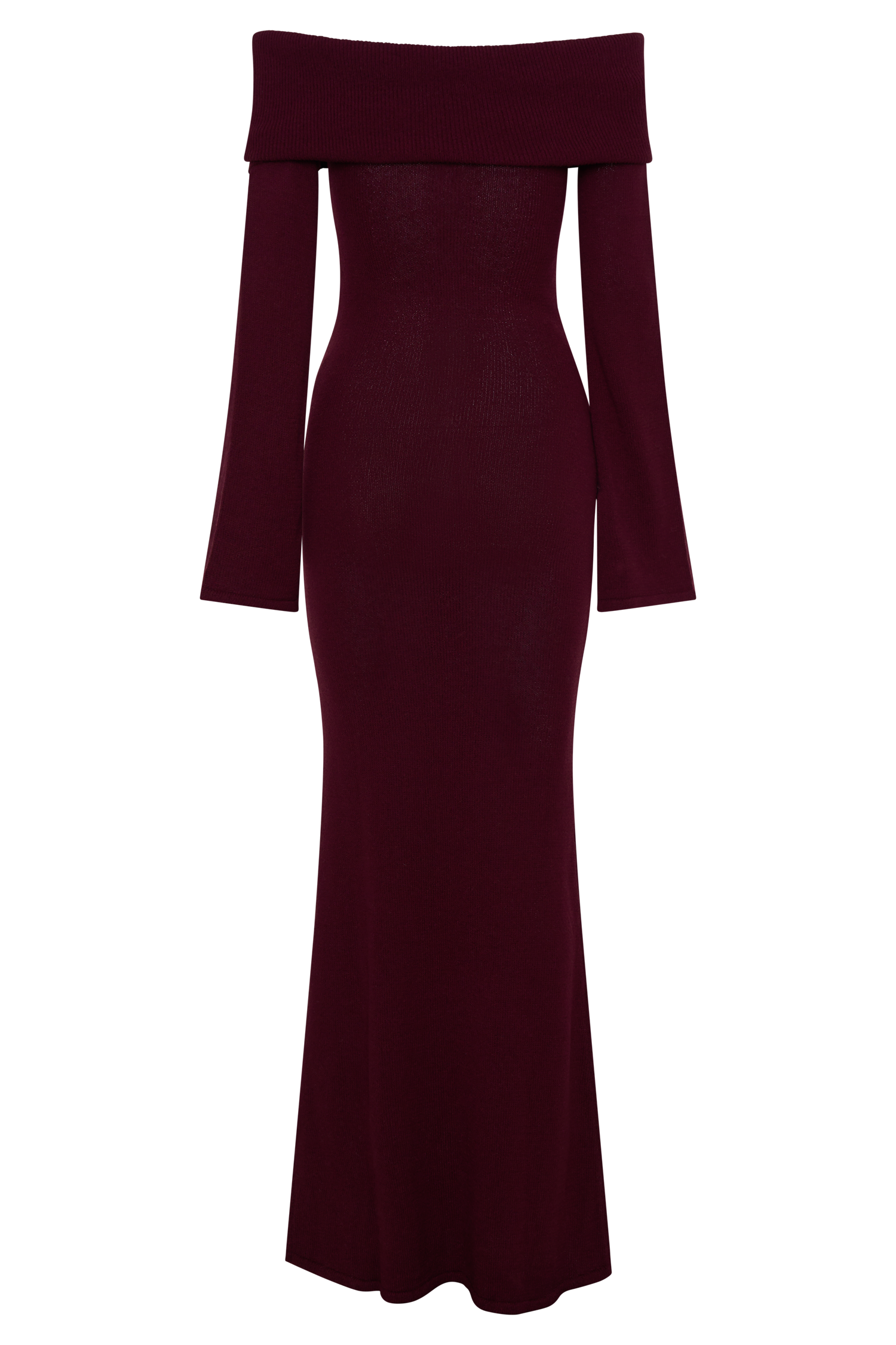 Levaru  Cameron Düşük Omuz Bağlamalı Uzun Elbise - Merlot